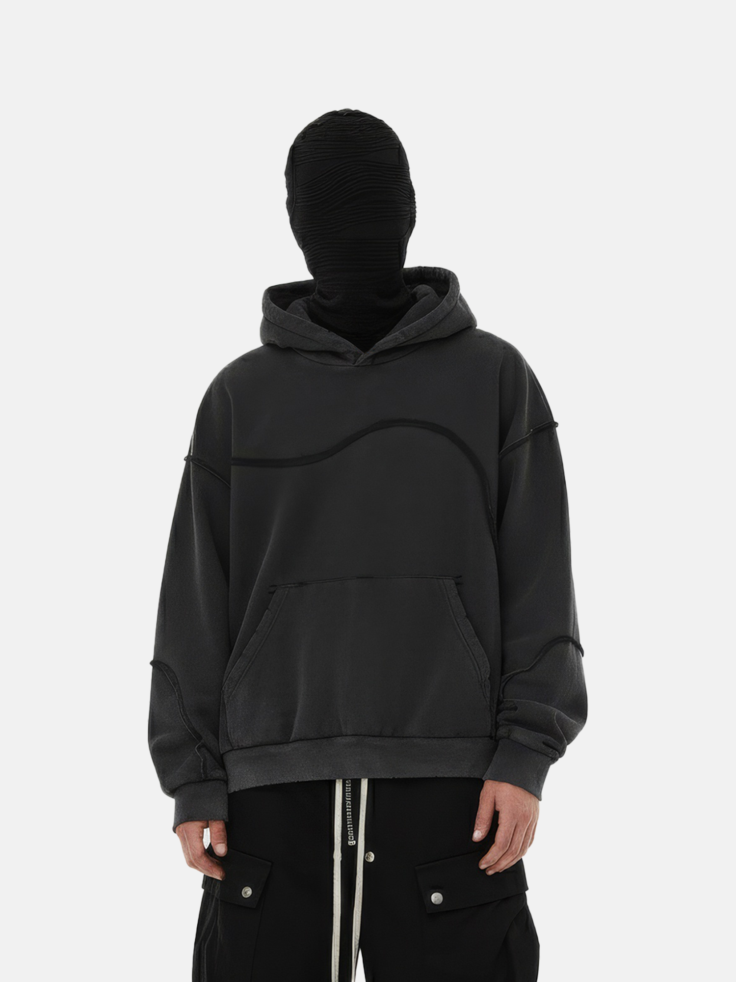 Black Wave Seam Hoodie