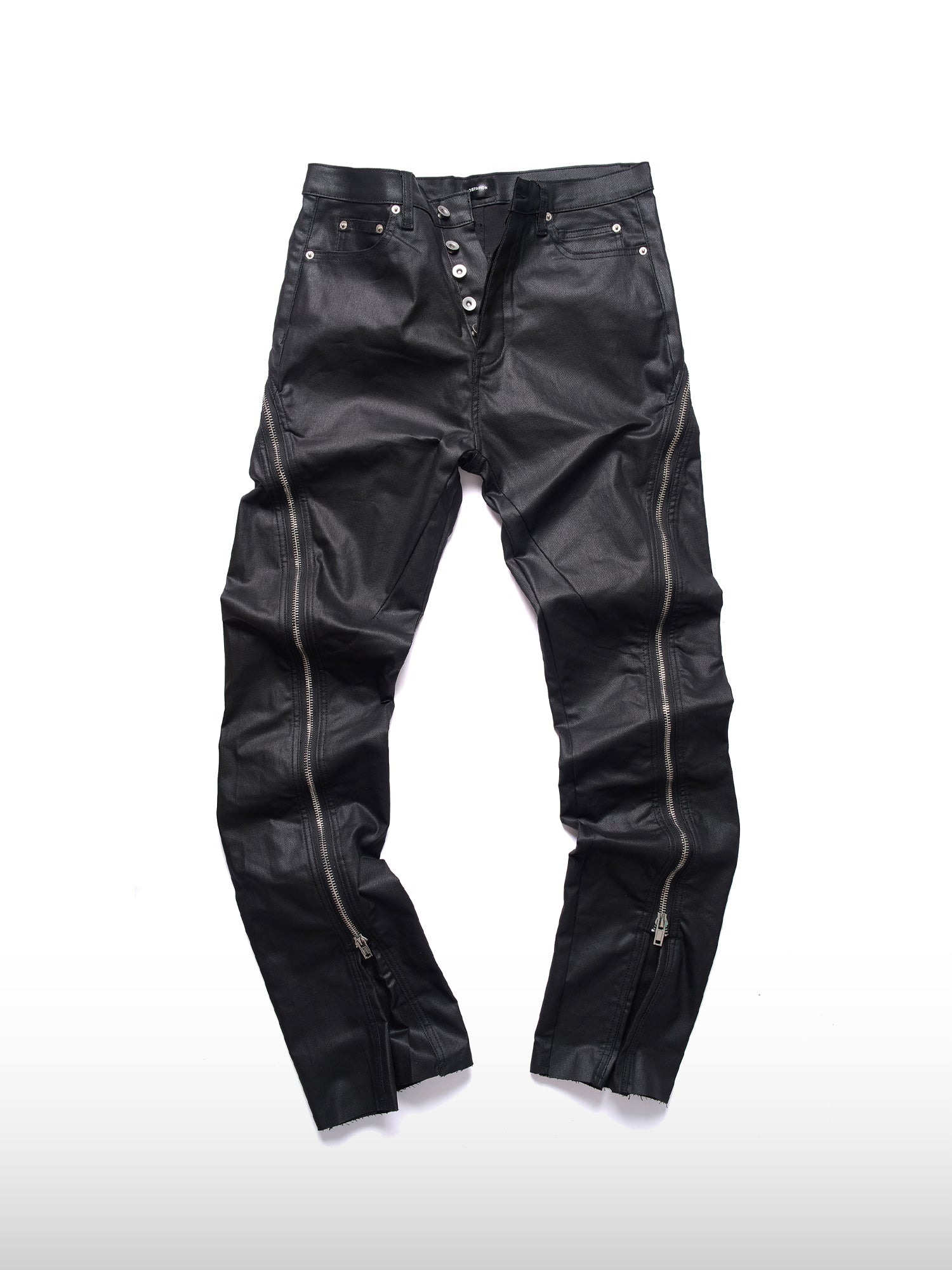 Beschichtete Hose mit geradem Bein und Reißverschluss