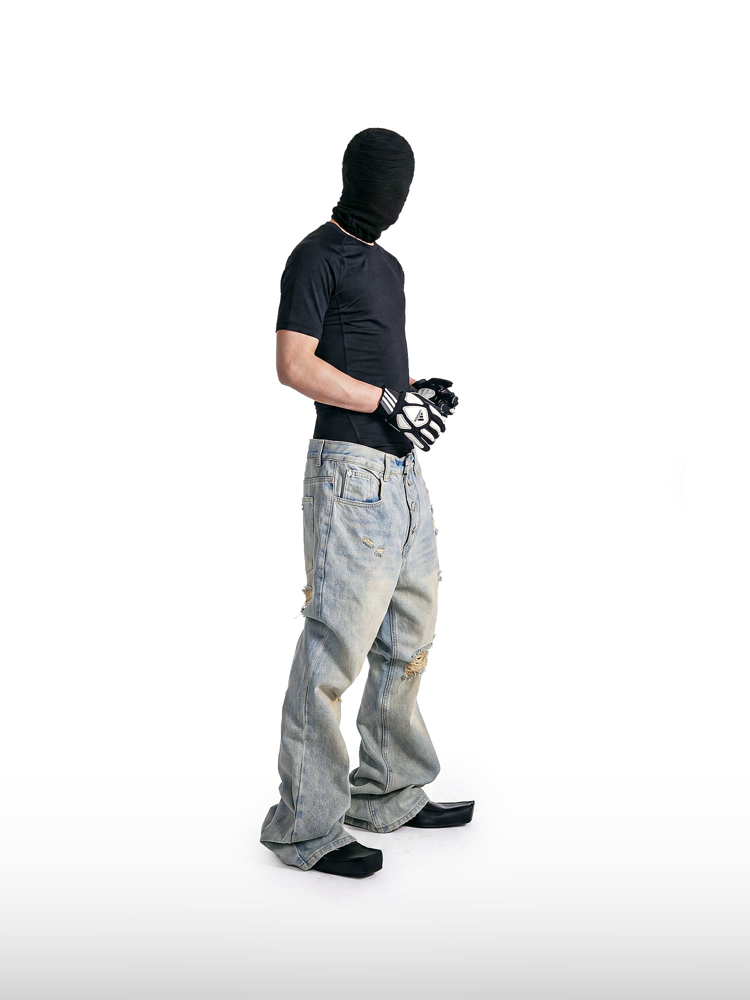 Distressed Micro-Flare Jeans