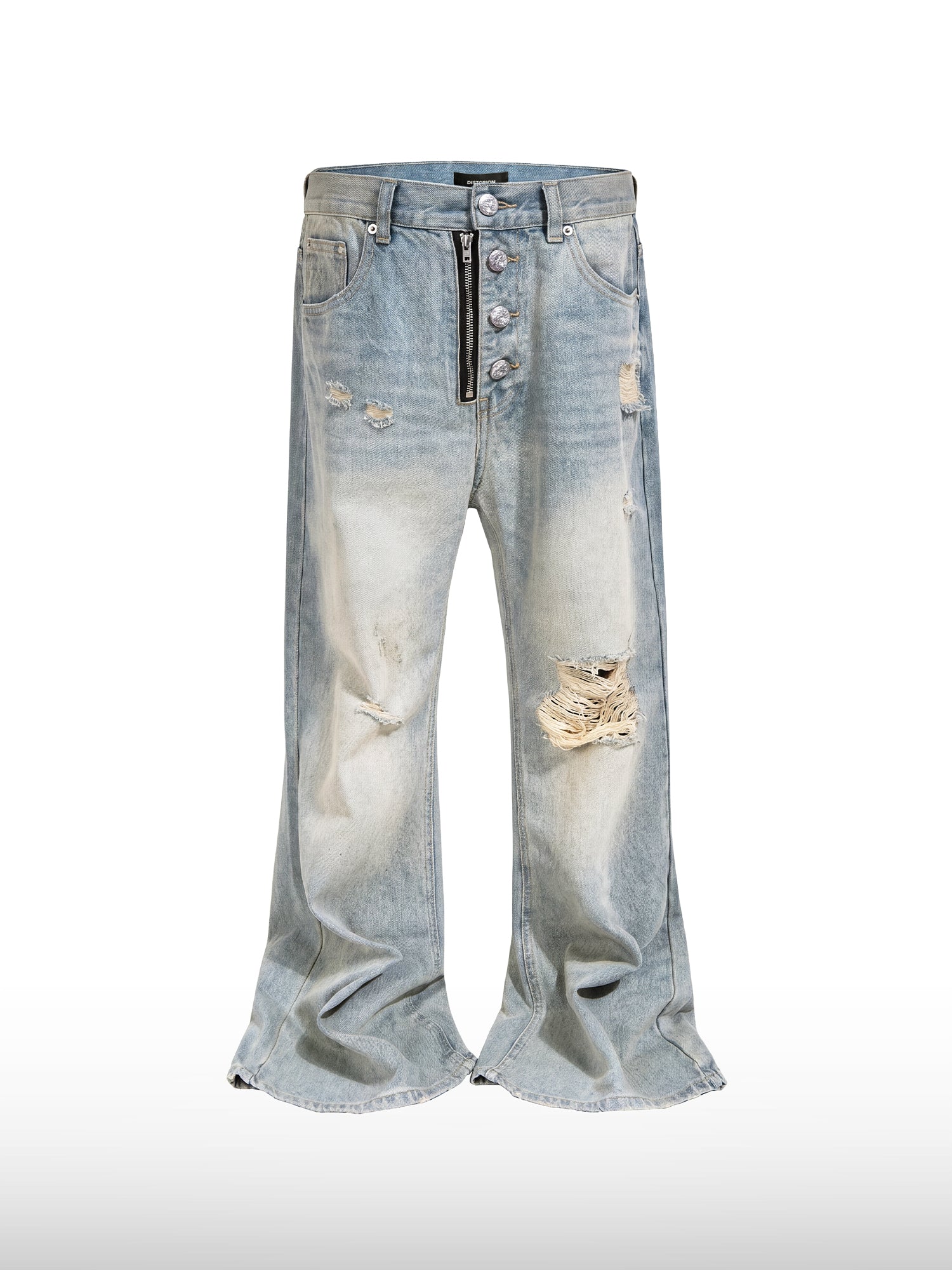 Distressed Micro-Flare Jeans