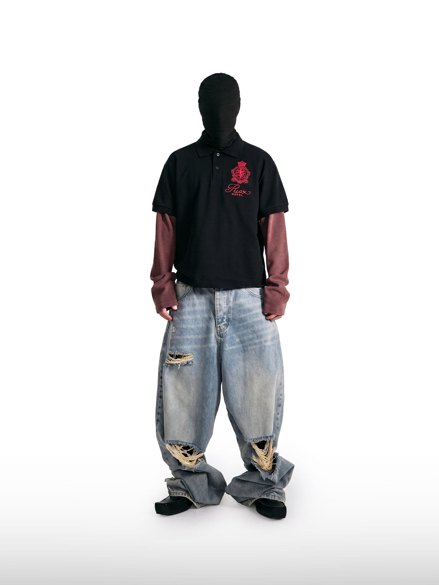 Distressed Straight-Leg Jeans