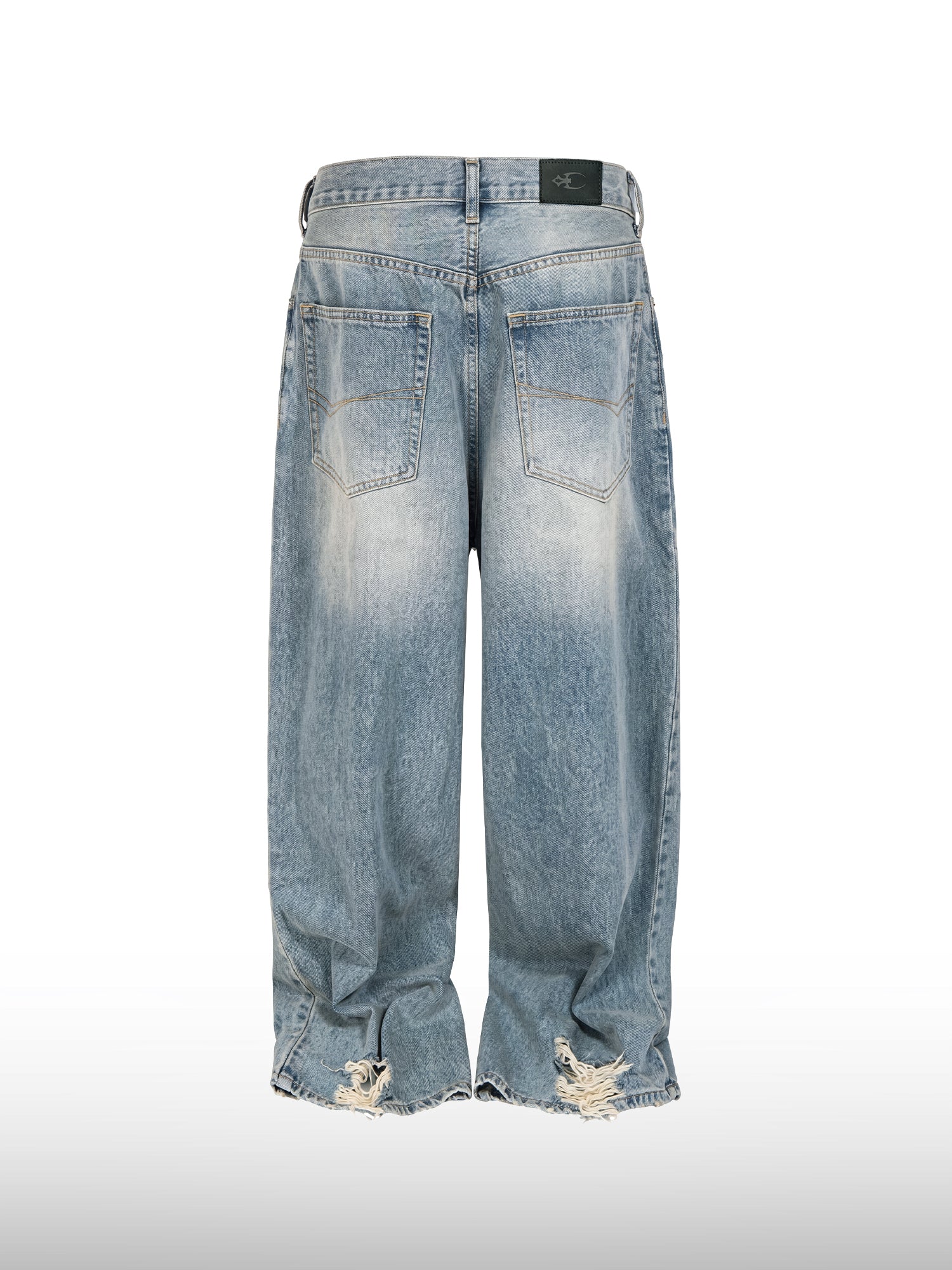 Distressed Straight-Leg Jeans