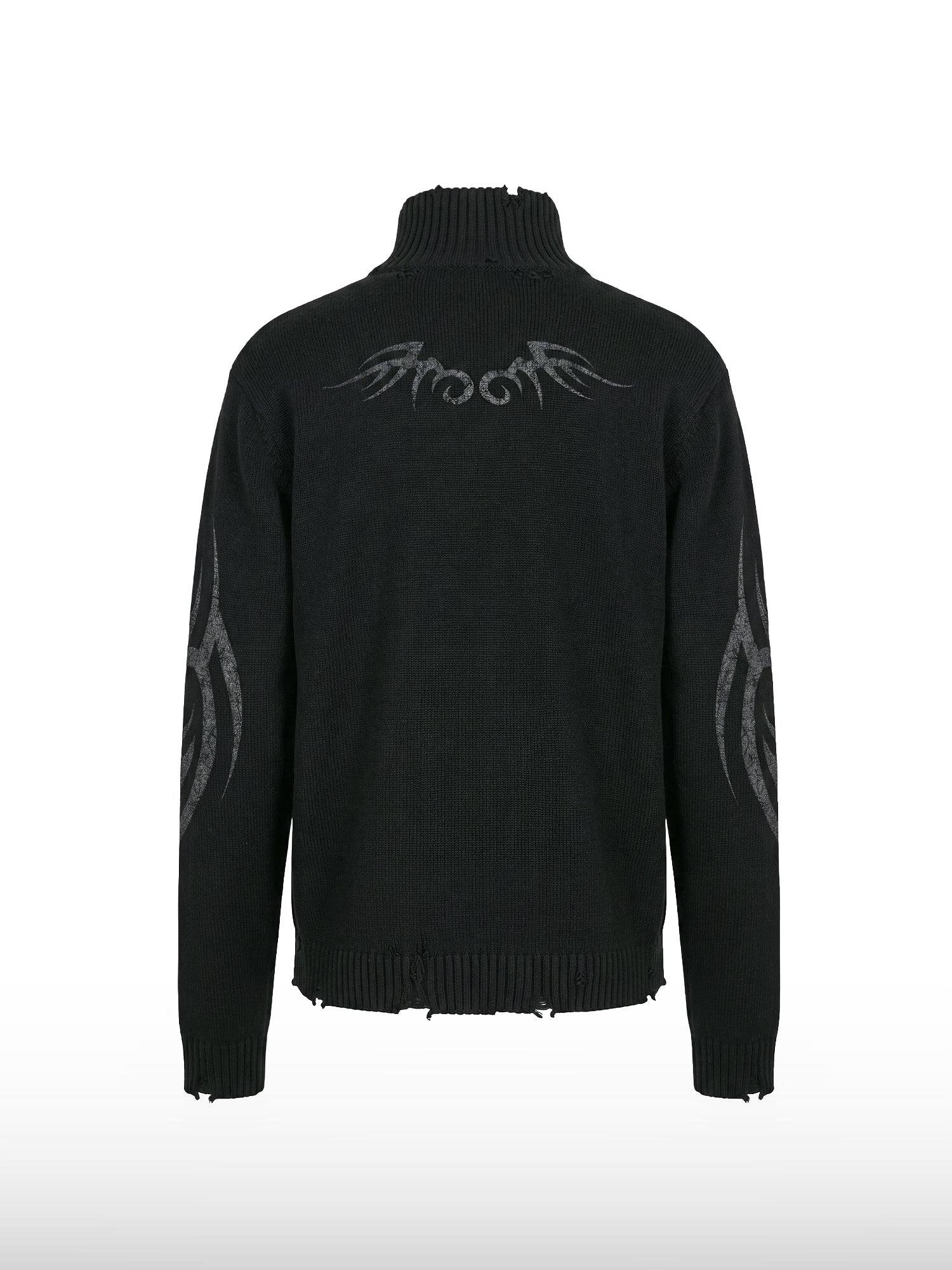 Distressed Tribal Zip-Pullover
