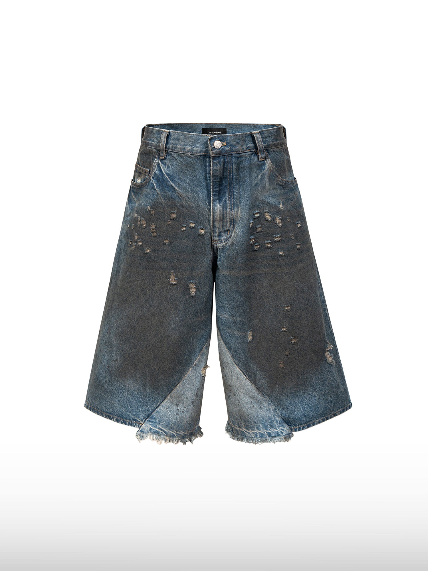 Distressed Wide-Leg Jeans-Shorts