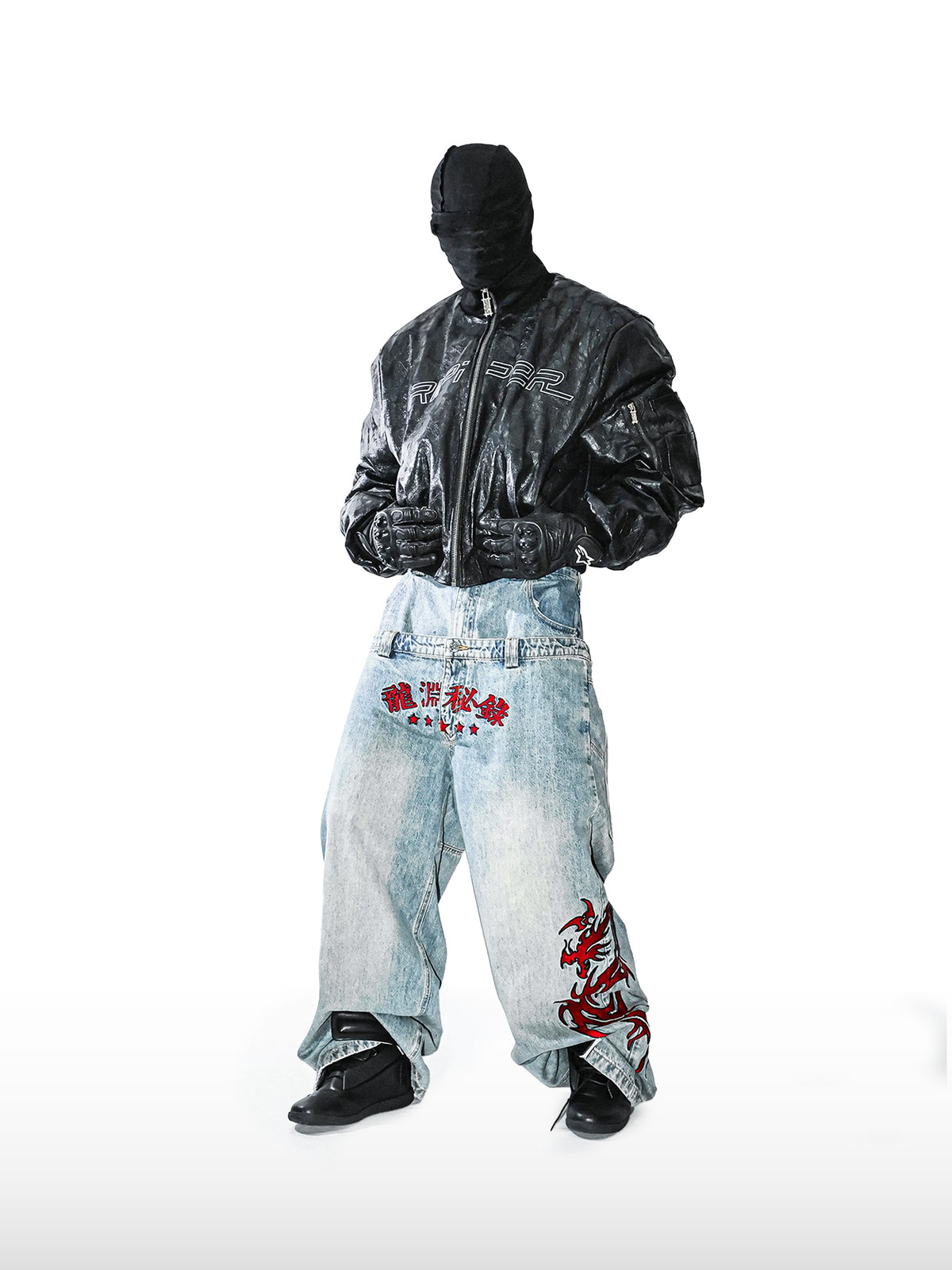 Dragon Shadow Double-Waist Jeans