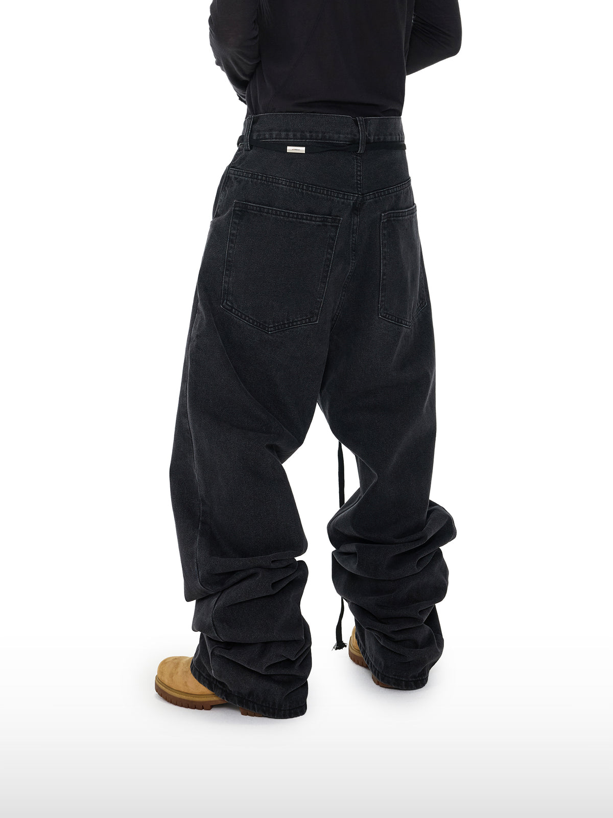 Drapierte schwarze Jeans