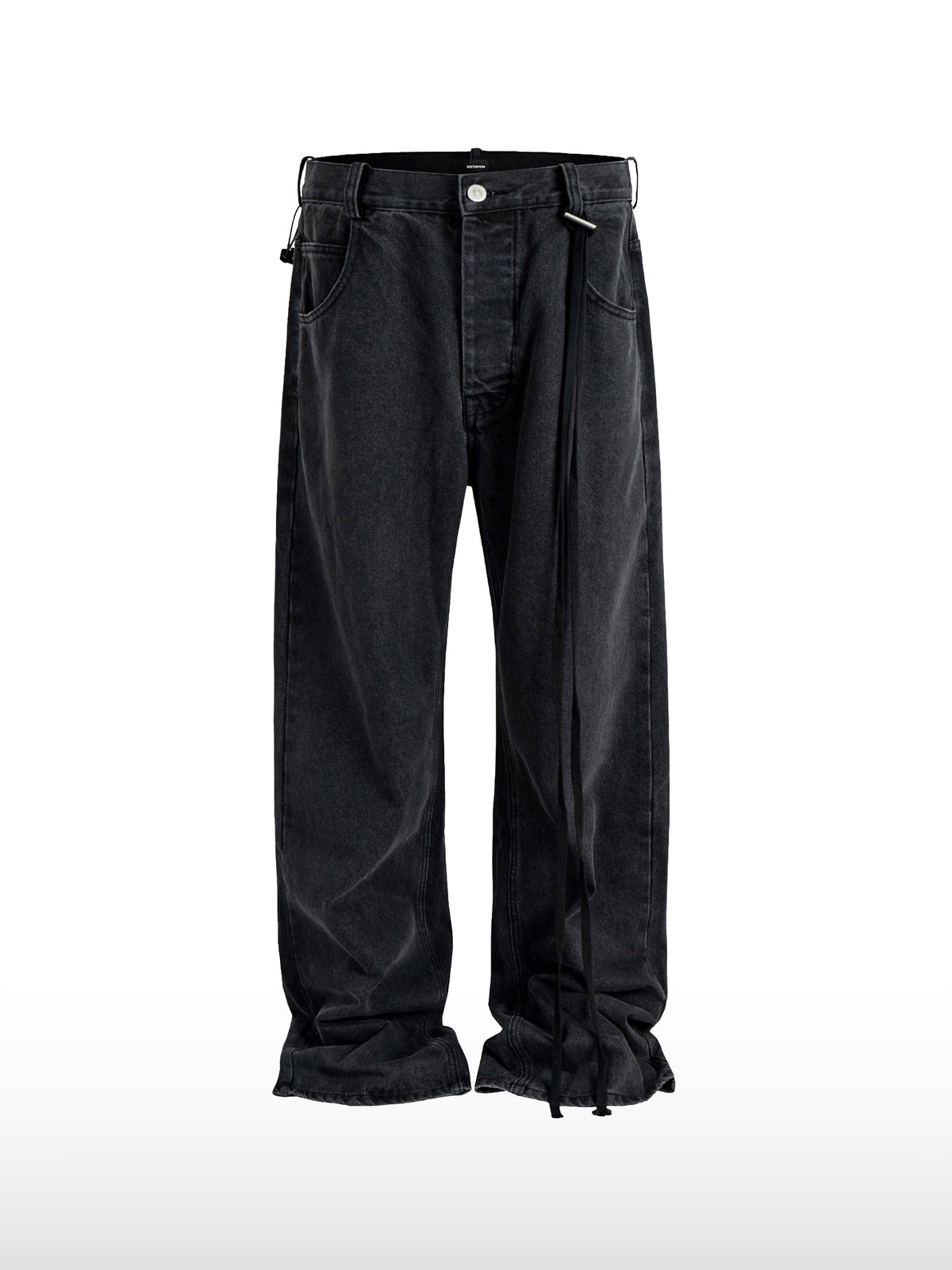 Drapierte schwarze Jeans