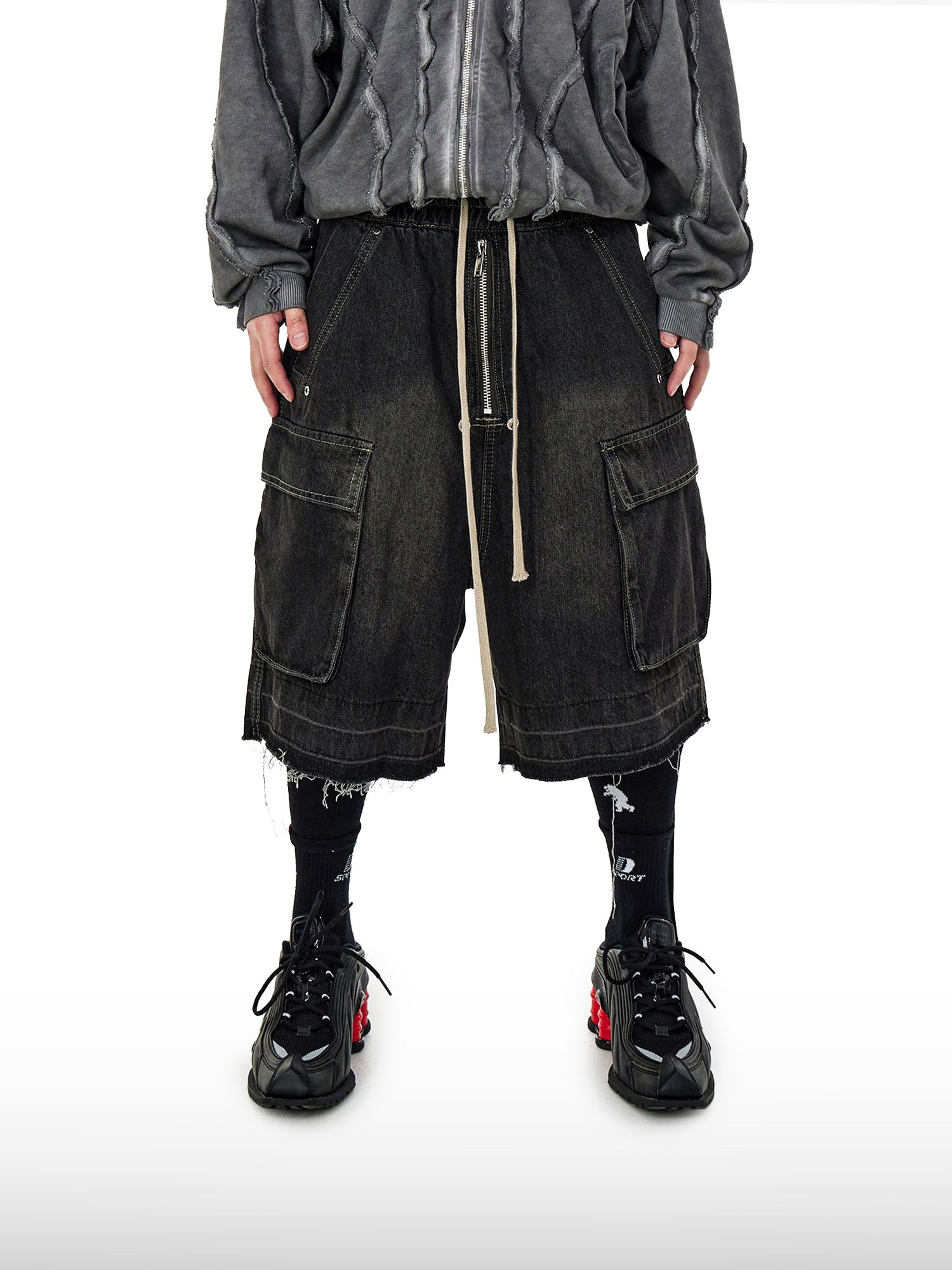 Jeansshorts mit Kordelzug