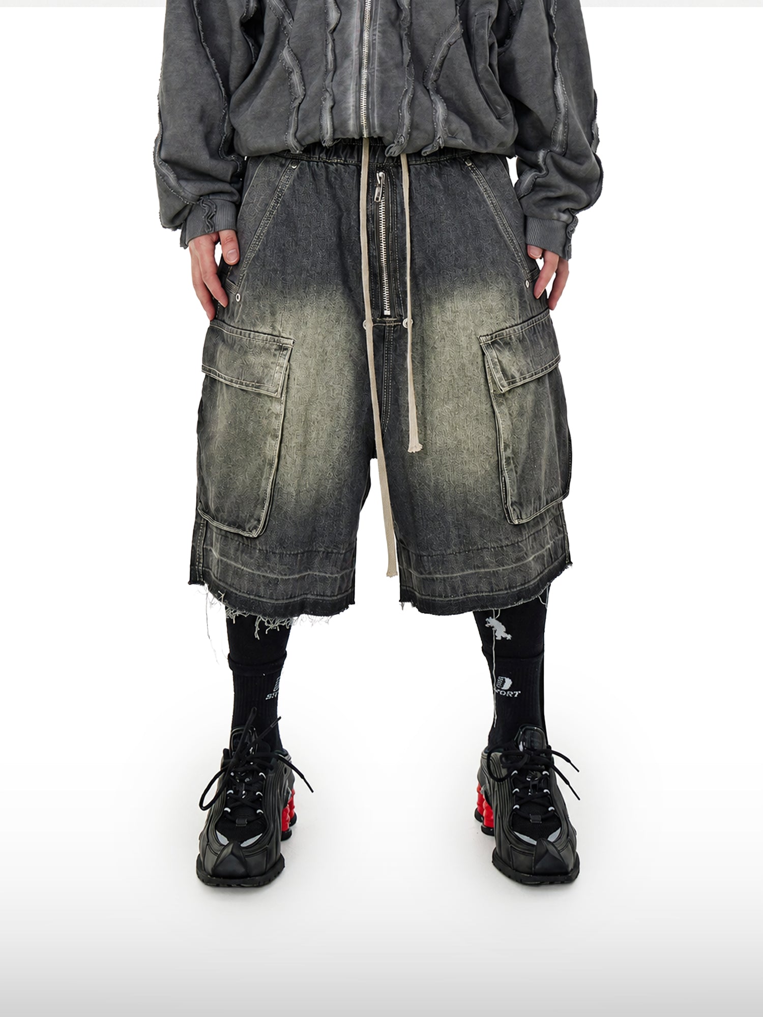 Denim shorts met trekkoord