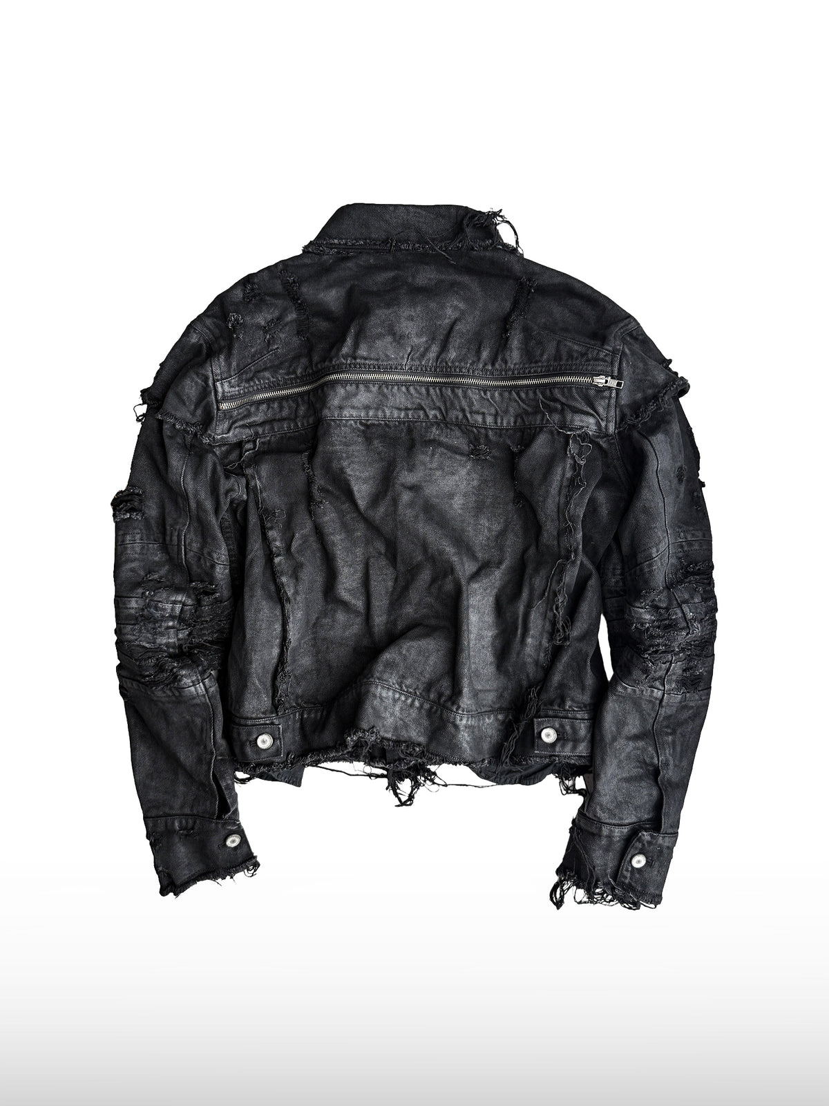 Ausgefranste schwarze Jeansjacke