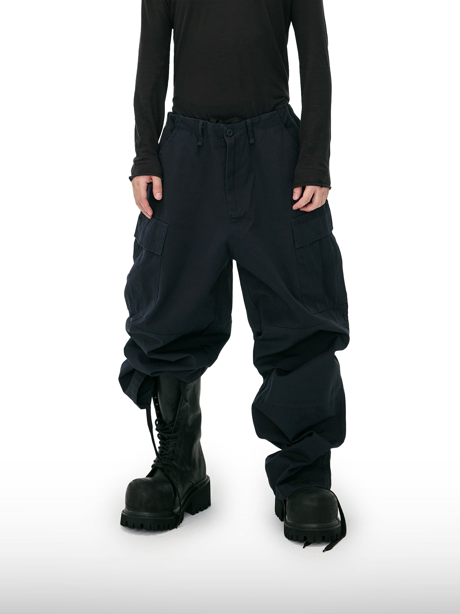 Mitternachtsblaue Cargohose mit Kordelzug