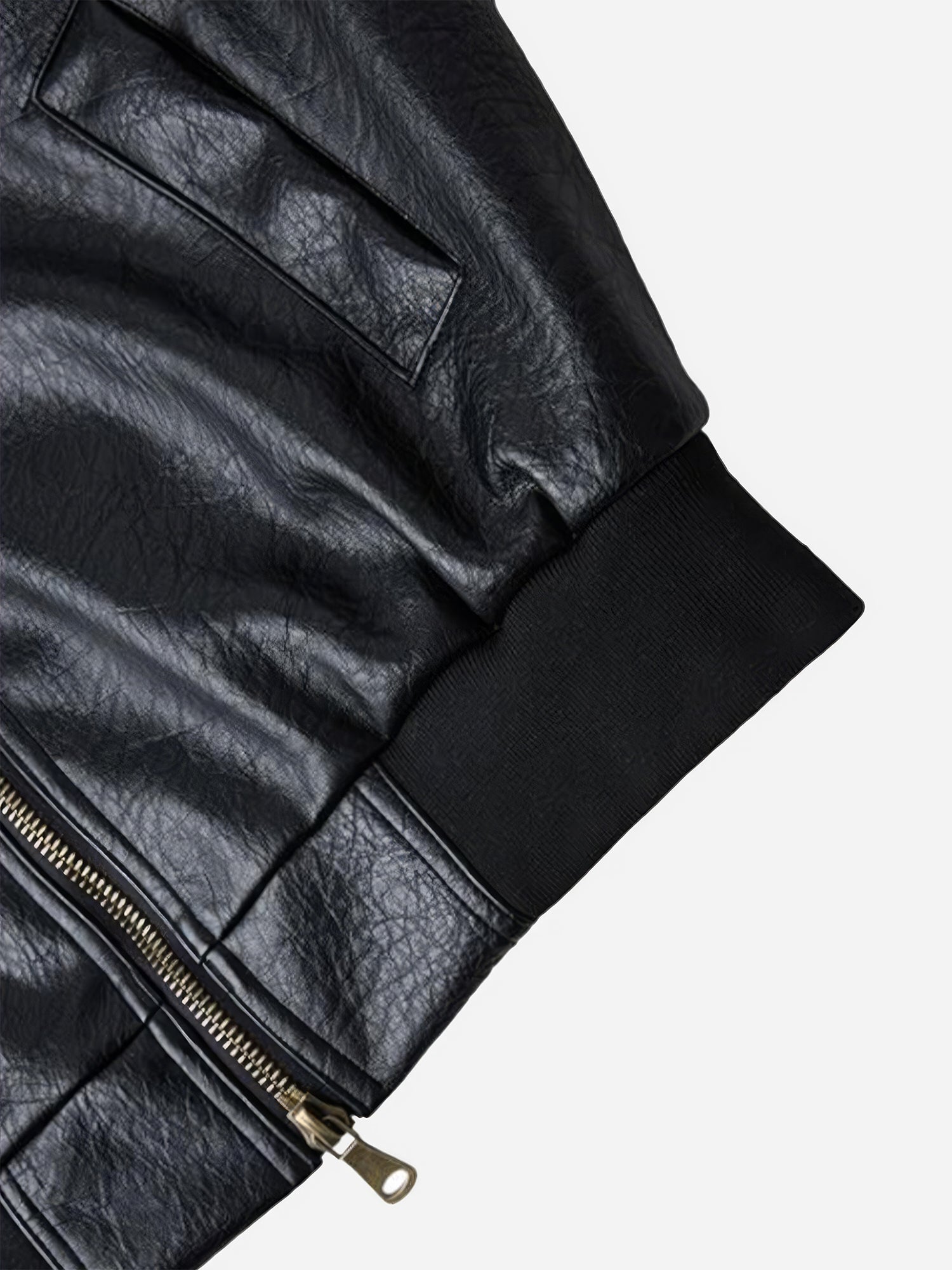 Bomberjacke aus knitterfreiem Leder im Motorradstil