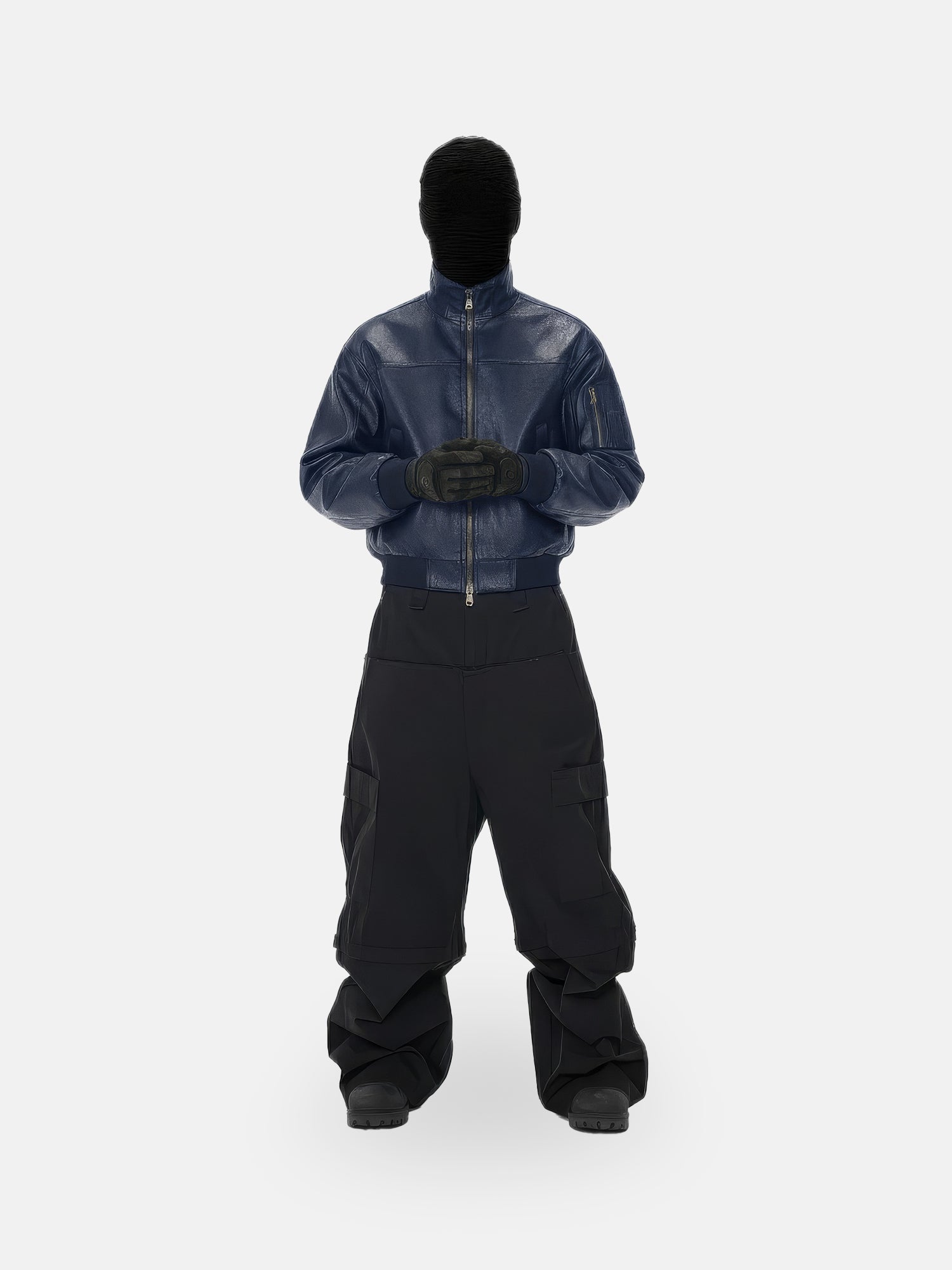 Bomberjacke aus knitterfreiem Leder im Motorradstil