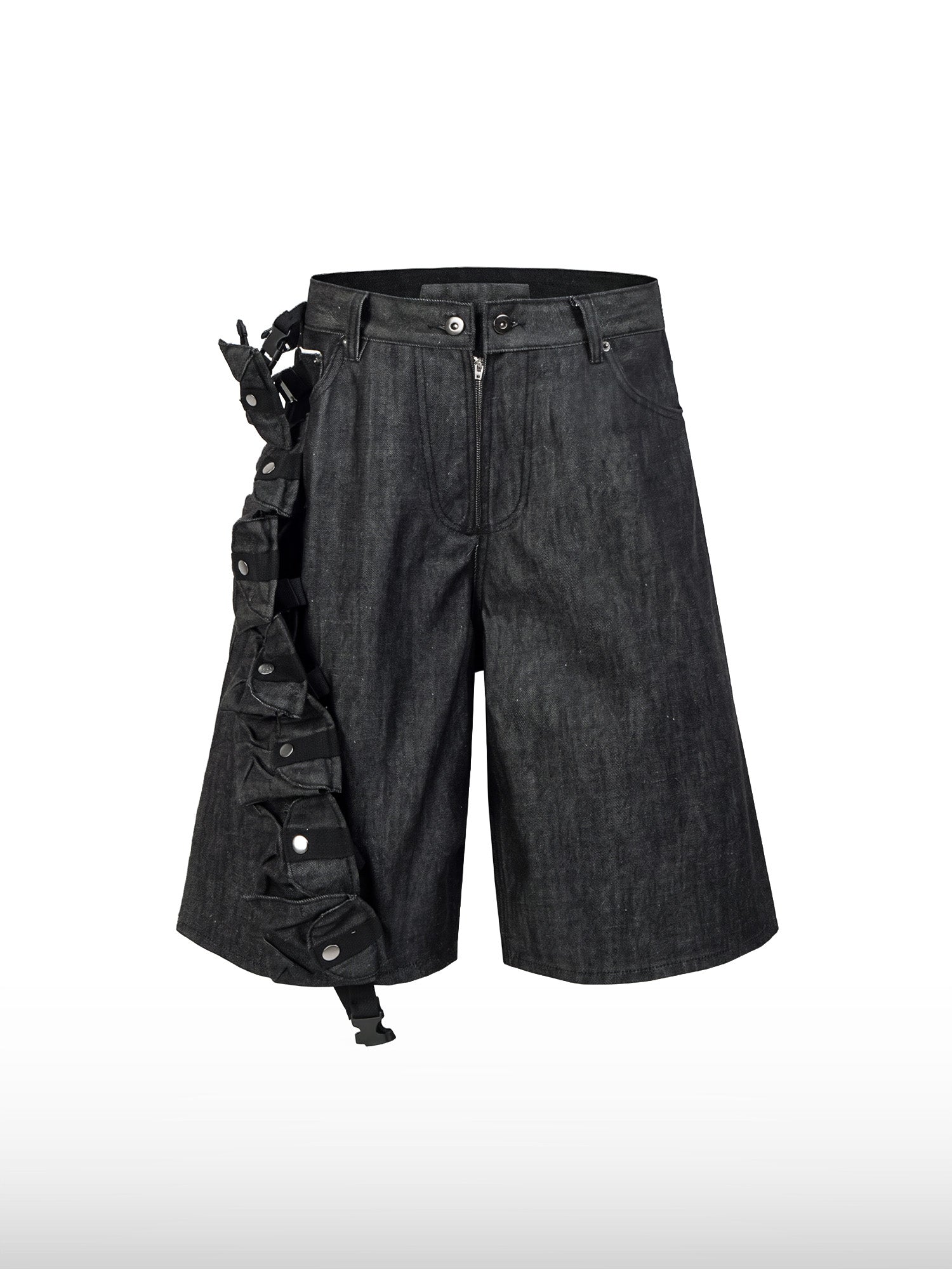 Multi-Pocket Denim-Utility-Shorts