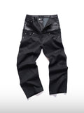 Paneled Coated Straight Jeans