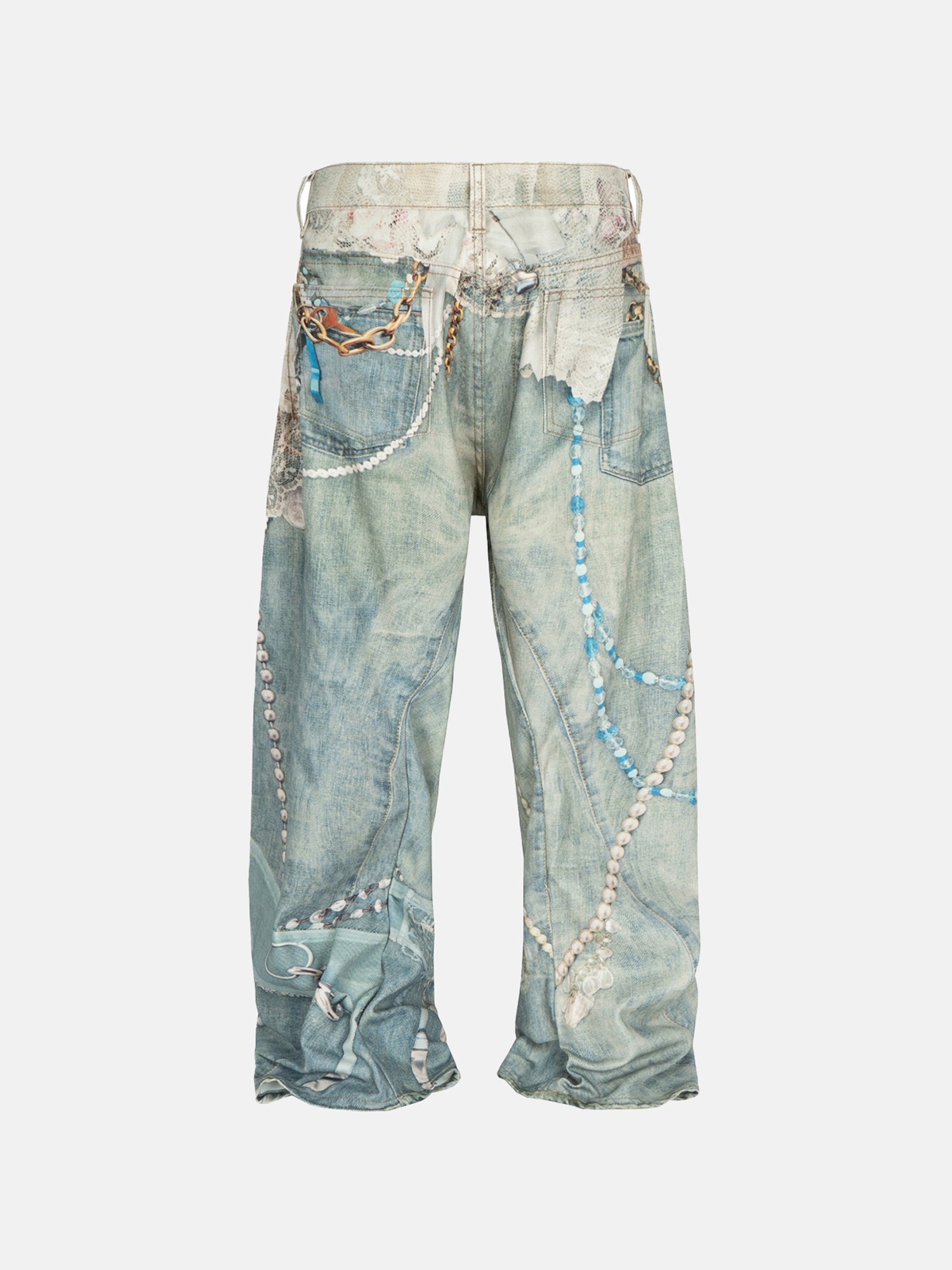 Weit geschnittene Hose mit Perlenmuster