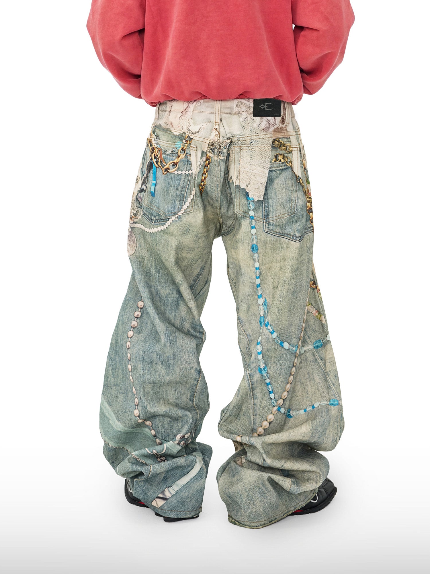 Pearl Print Wide-Leg Pants