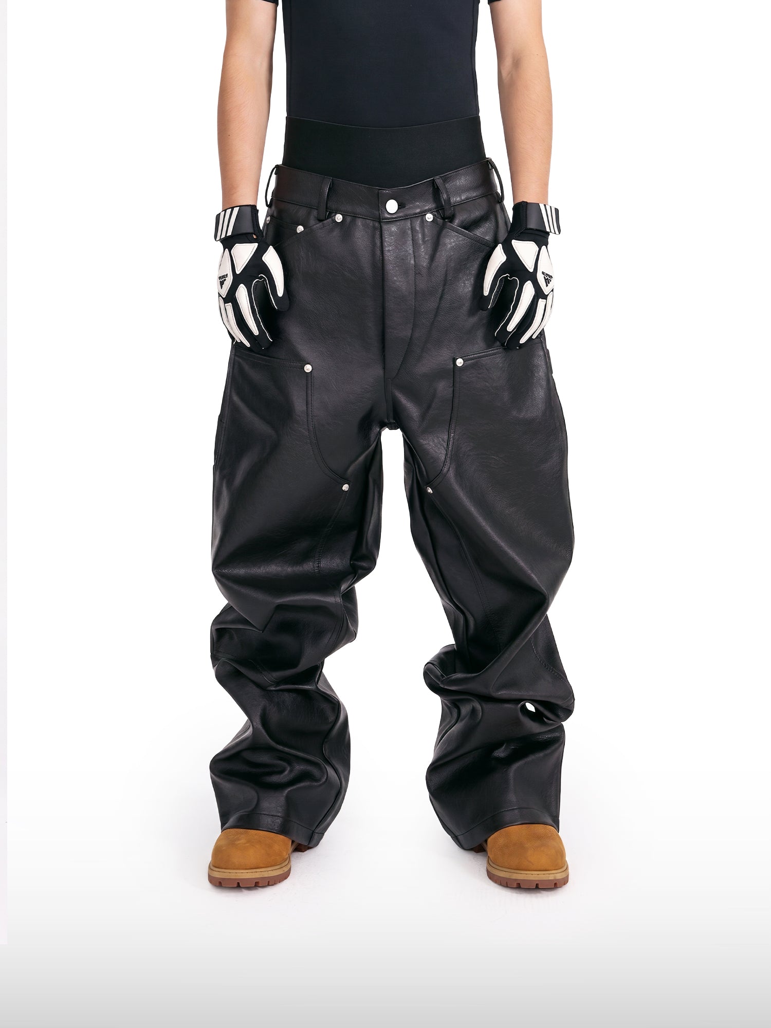 Leren broek met studs