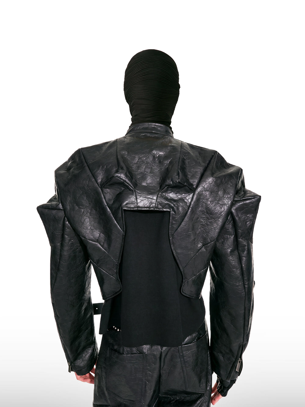 Architectural Cropped Leather Jacket