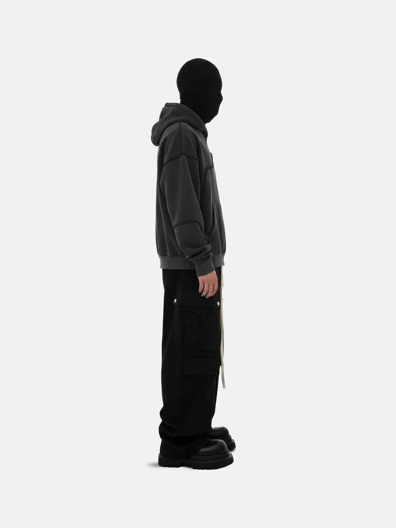 Black Wave Seam Hoodie