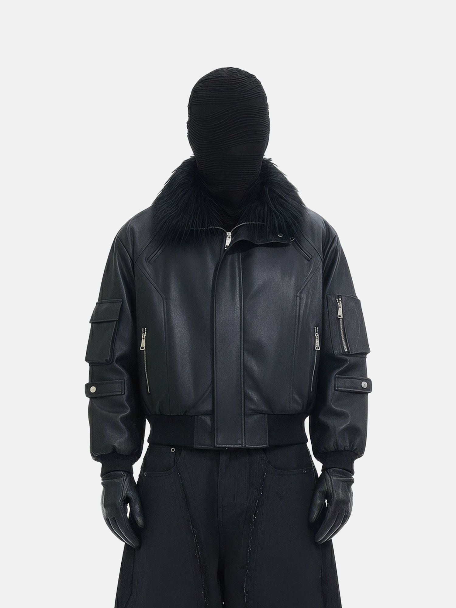 Schwarze Jacke mit Pelzkragen