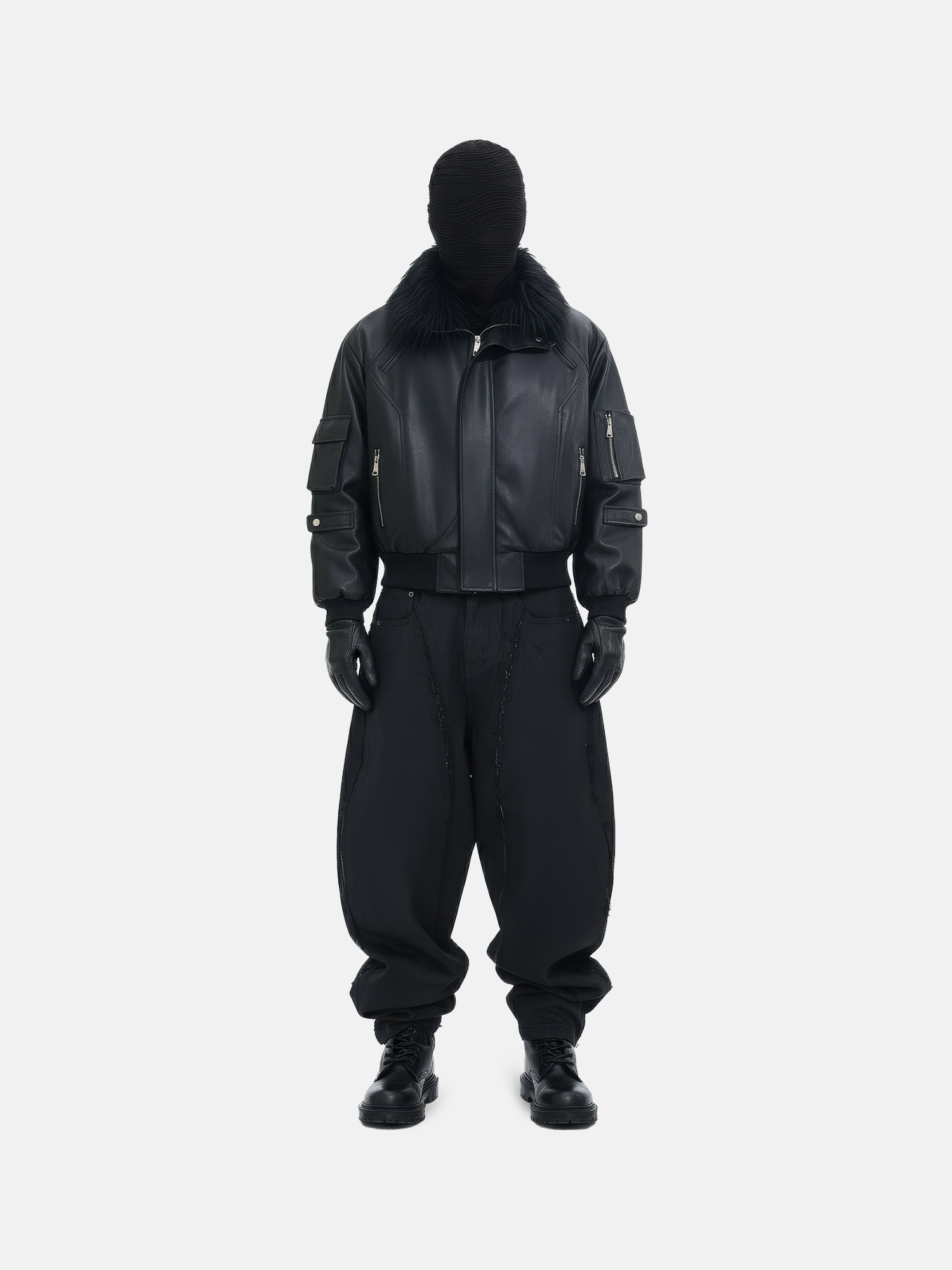 Schwarze Jacke mit Pelzkragen