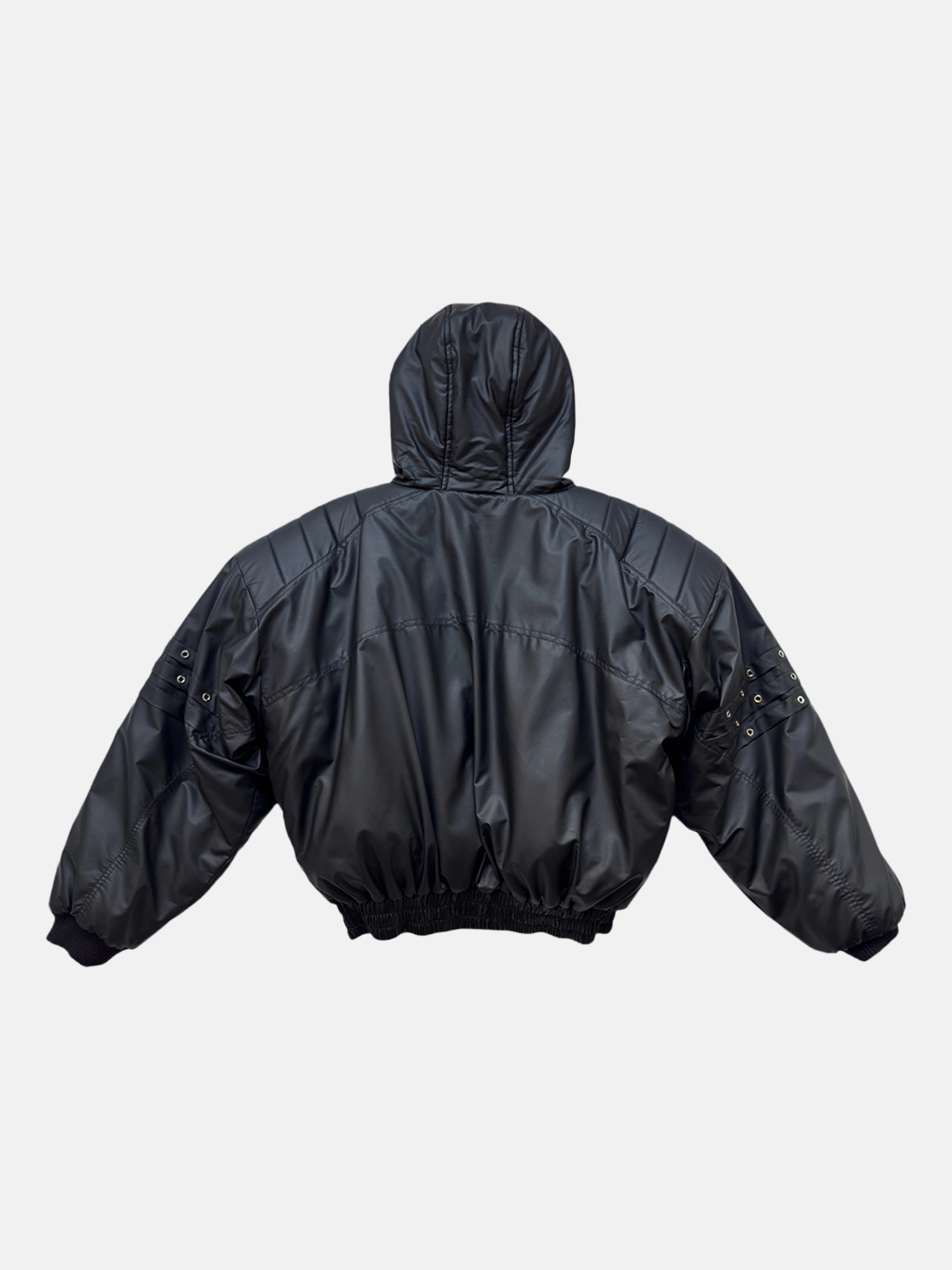 Zwarte Gewatteerde Hoodie Jas