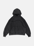 Schwarzer Hoodie mit Wellennaht