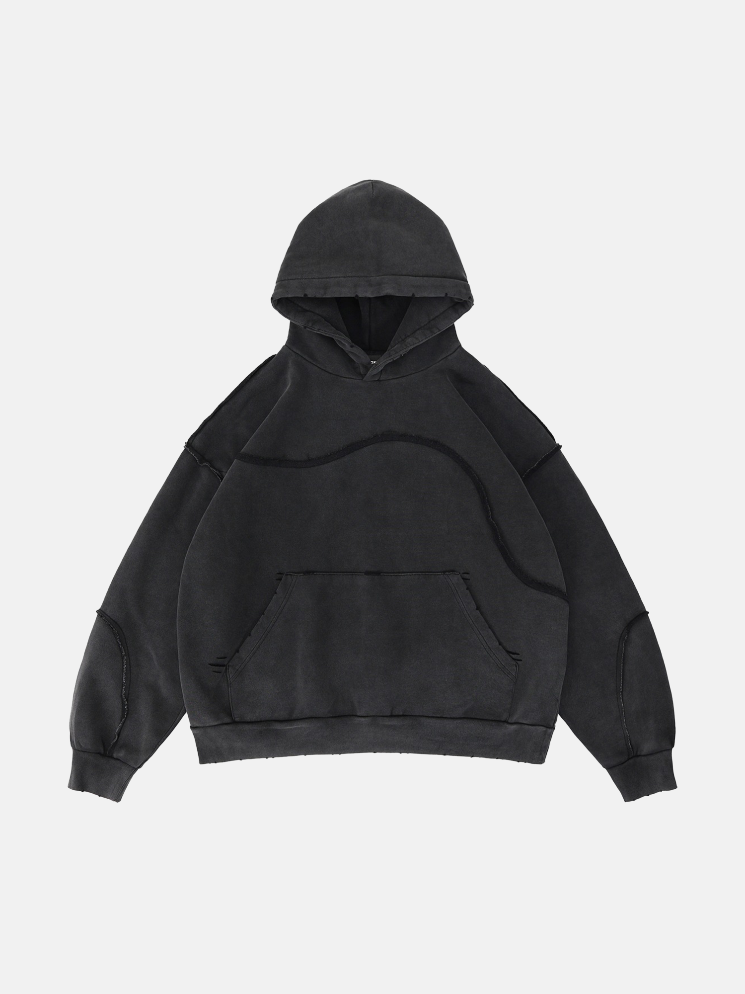 Black Wave Seam Hoodie