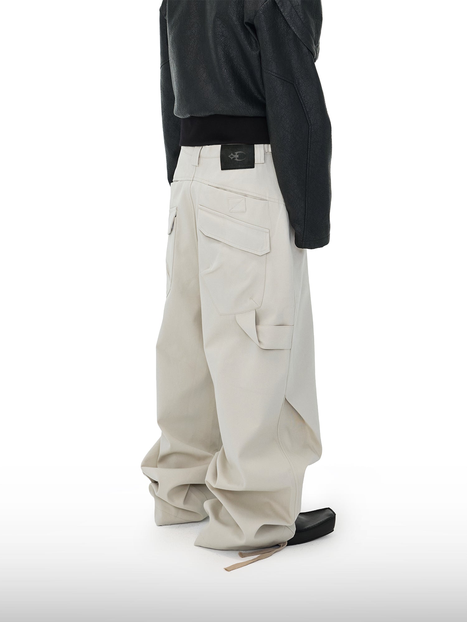 Beige Utility-Hose mit Kordelzug