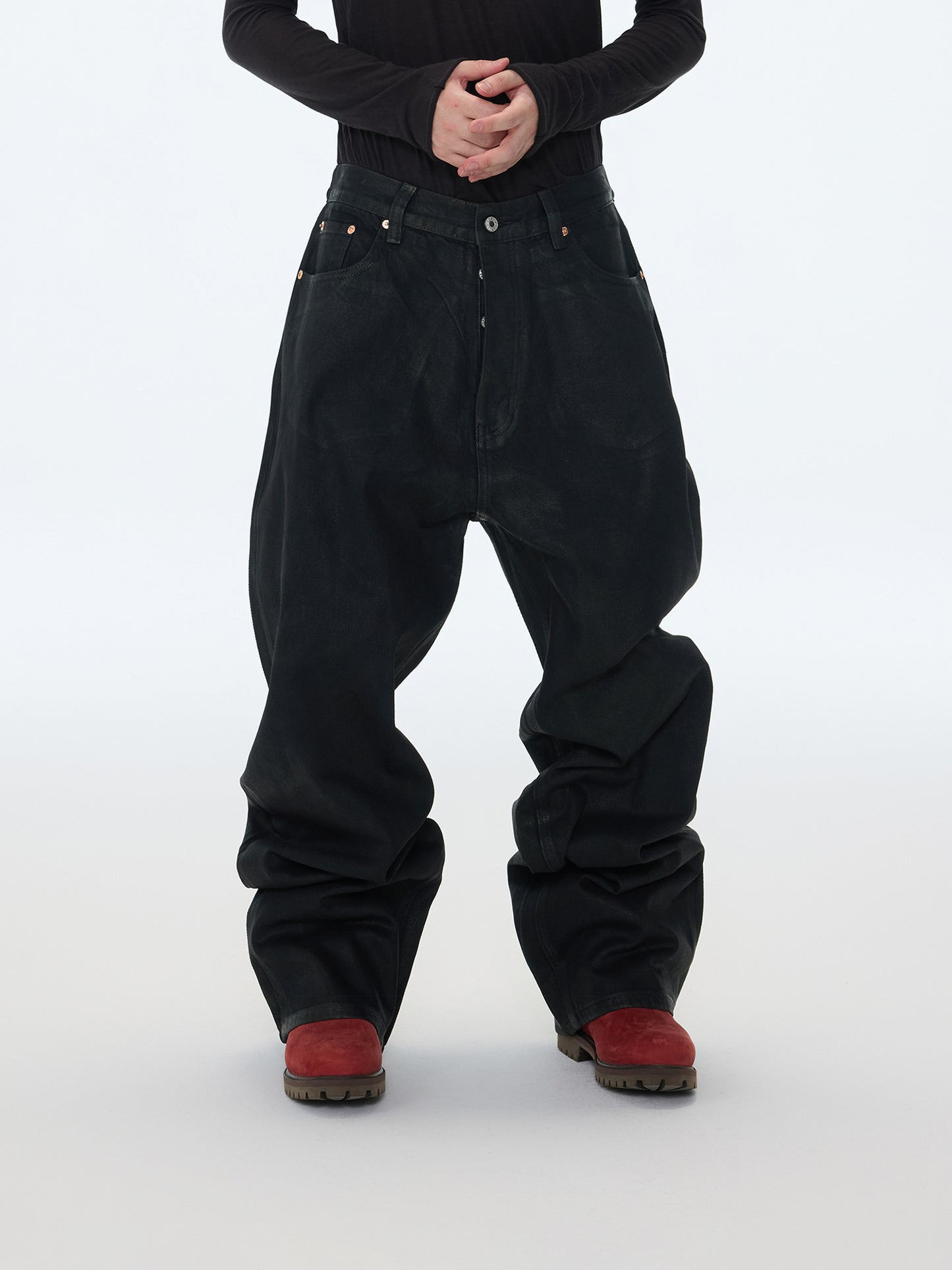 Schwarze Baggy-Jeans