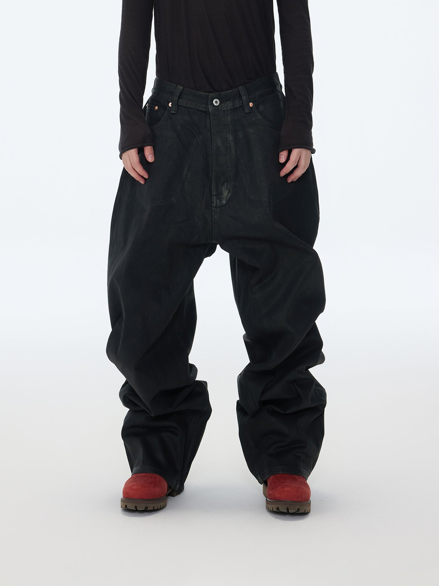 Schwarze Baggy-Jeans