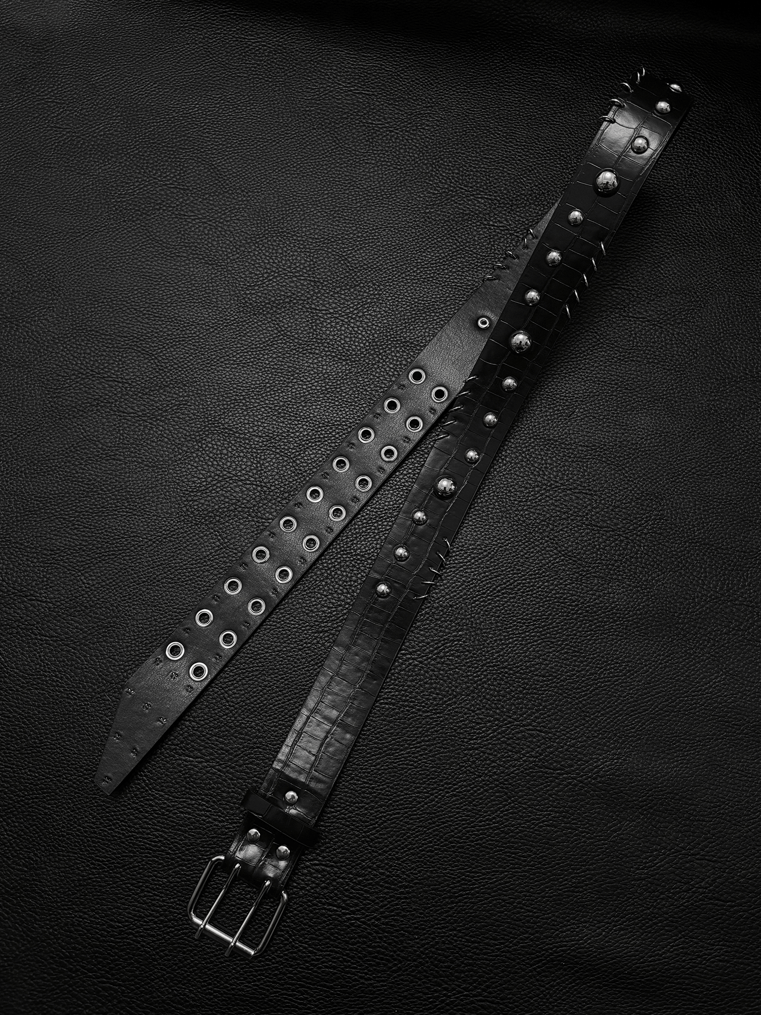 Black Stud Grommet Belt