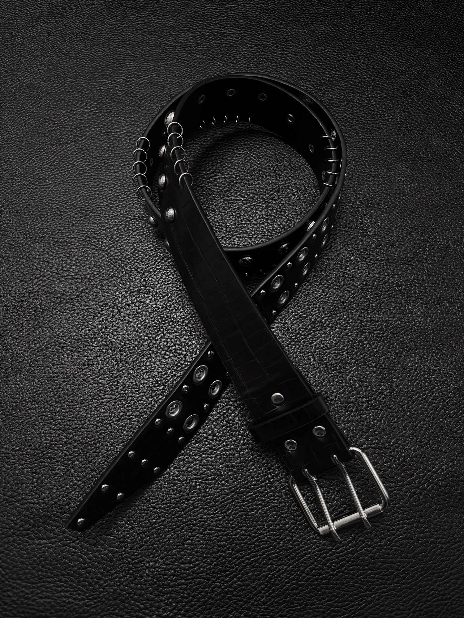 Black Stud Grommet Belt