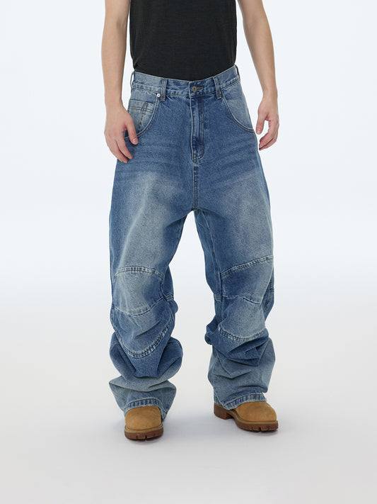 Blaue Baggy-Jeans