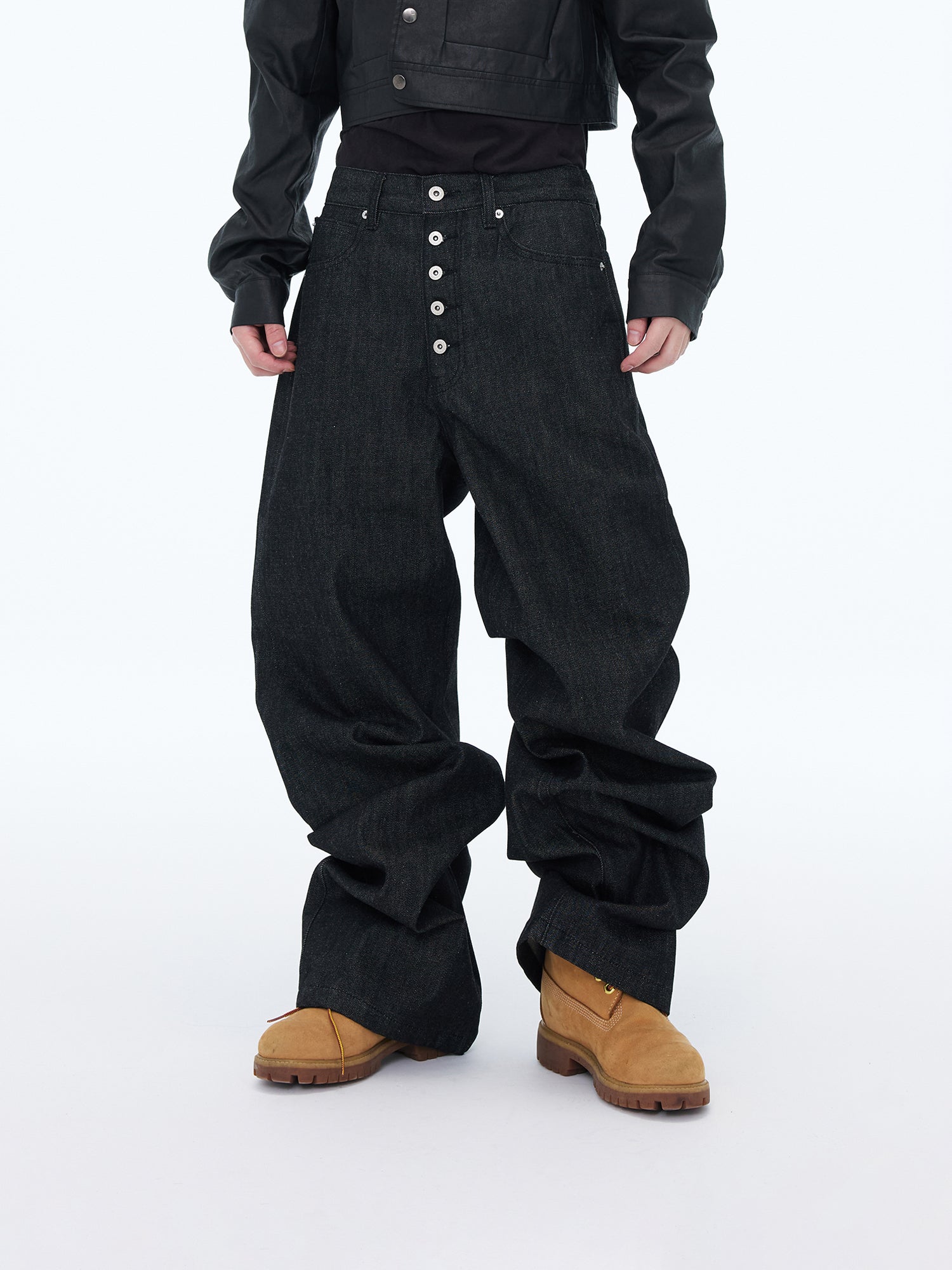 Button-Fly Wide Jeans