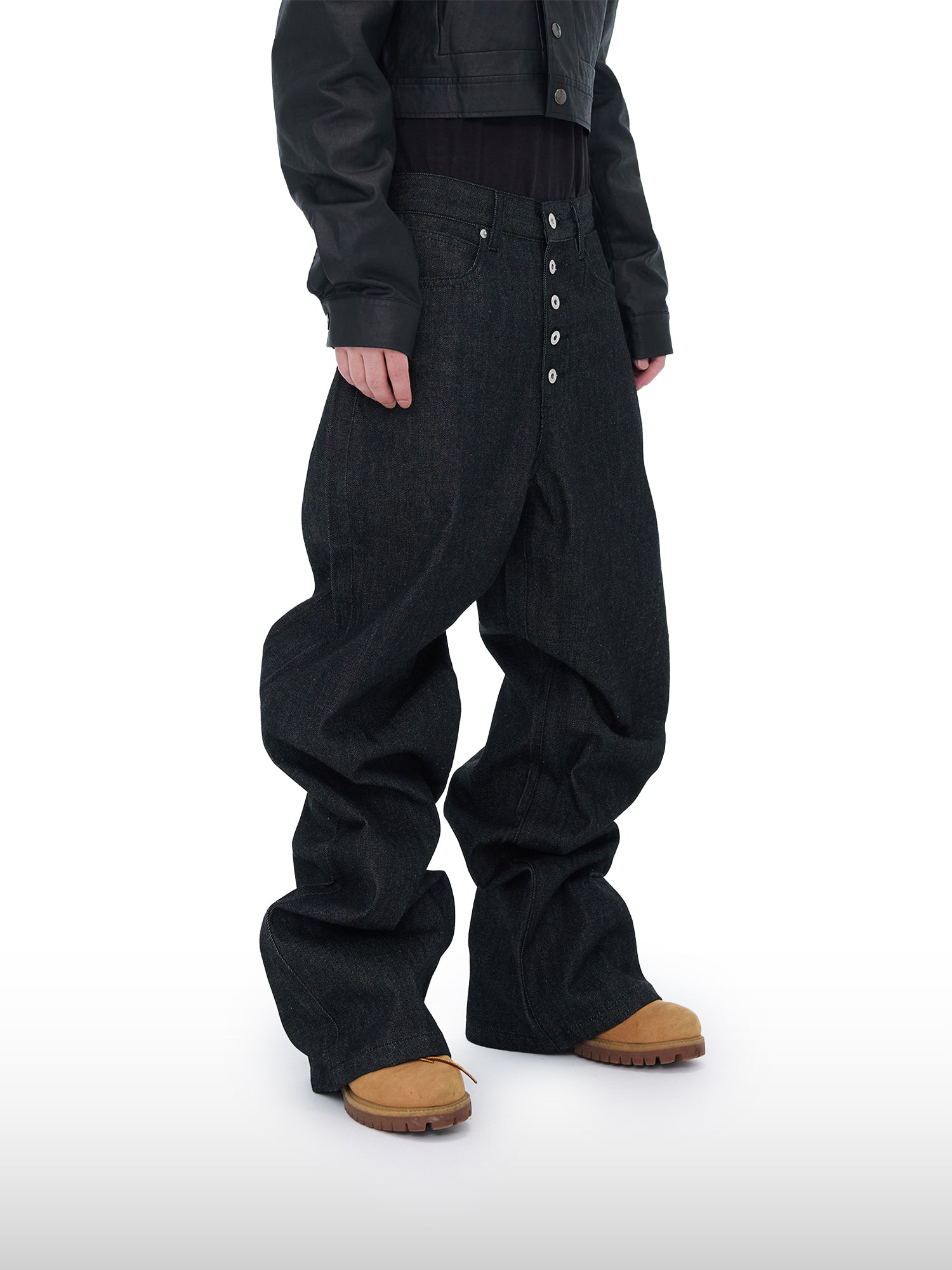 Wijde jeans met knoopsluiting