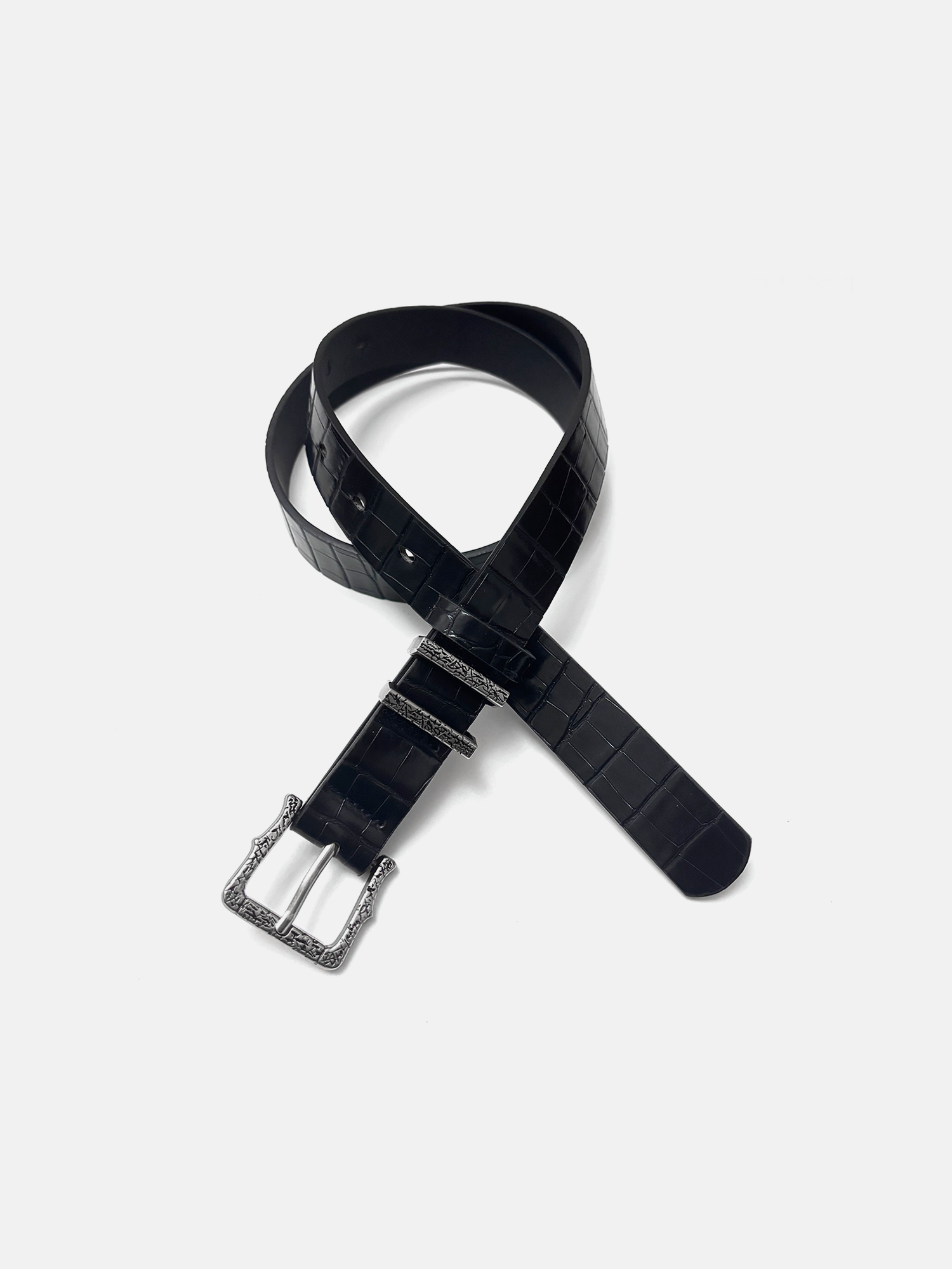 Vintage-Gürtel mit Krokodilprägung und Schnalle