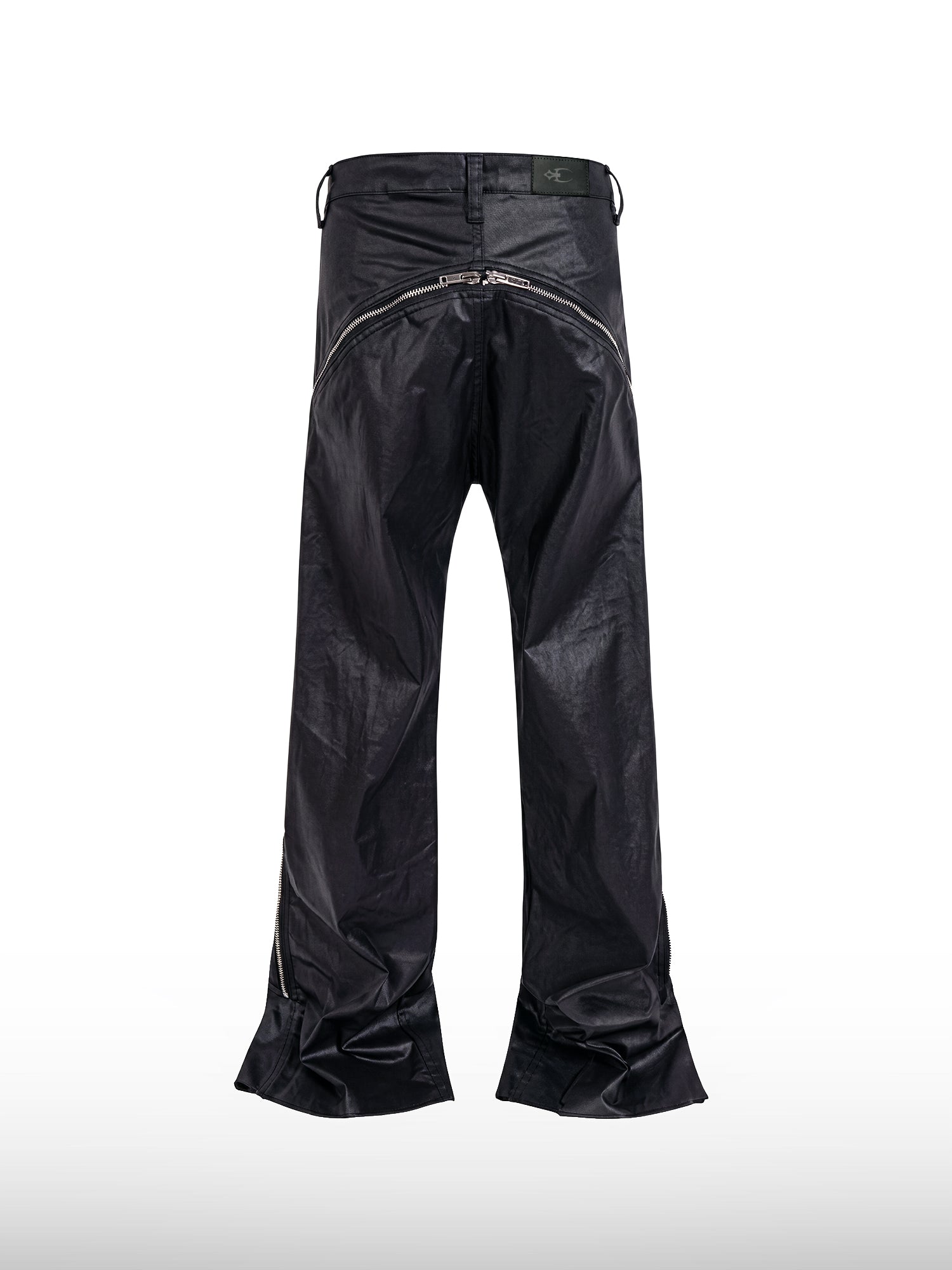 Beschichtete Reißverschluss-Straight Jeans