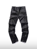 Beschichtete Hose mit geradem Bein und Reißverschluss