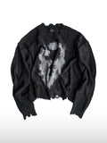 Distressed Cross Knit Sweater