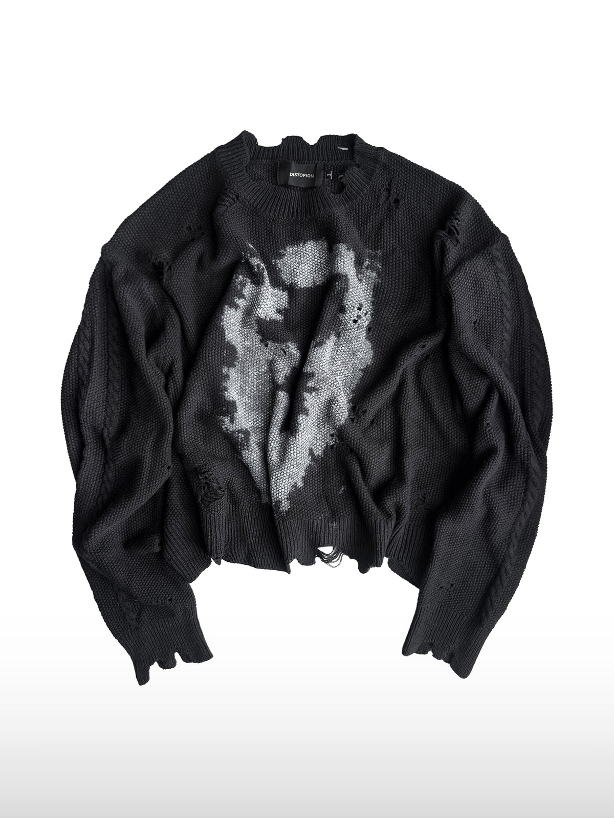 Distressed Cross Knit Sweater
