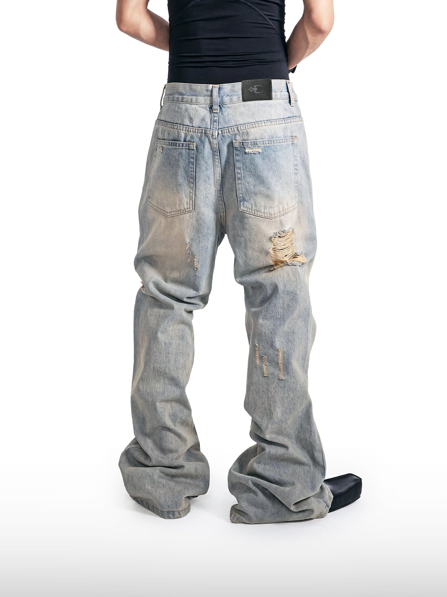 Distressed Micro-Flare Jeans