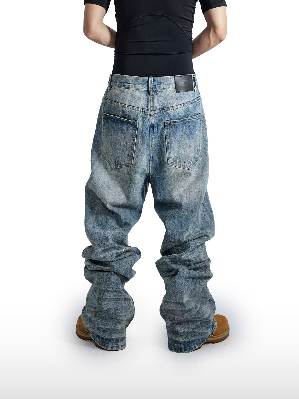 Paint-Splatter Wide Jeans