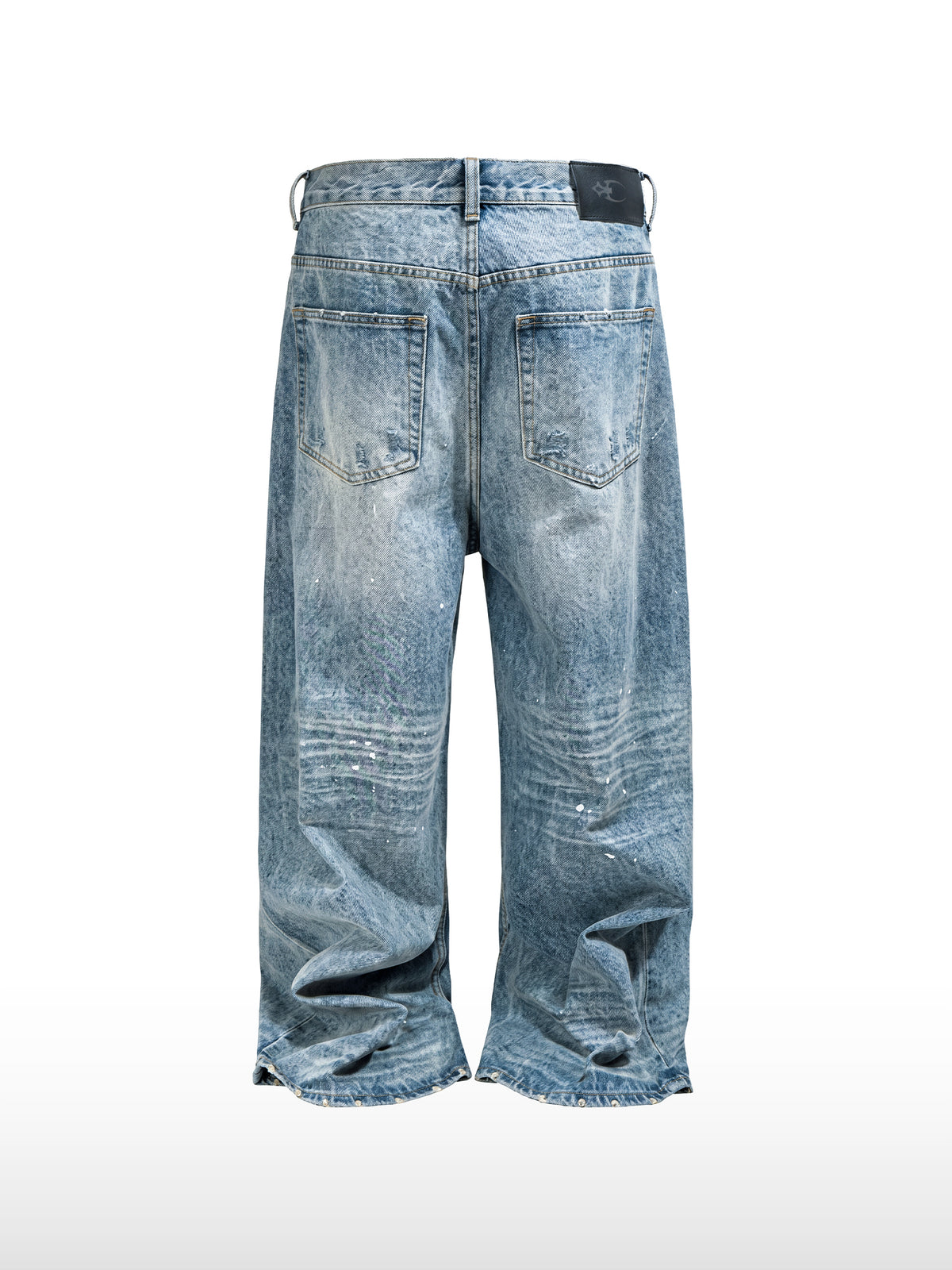 Paint-Splatter Wide Jeans