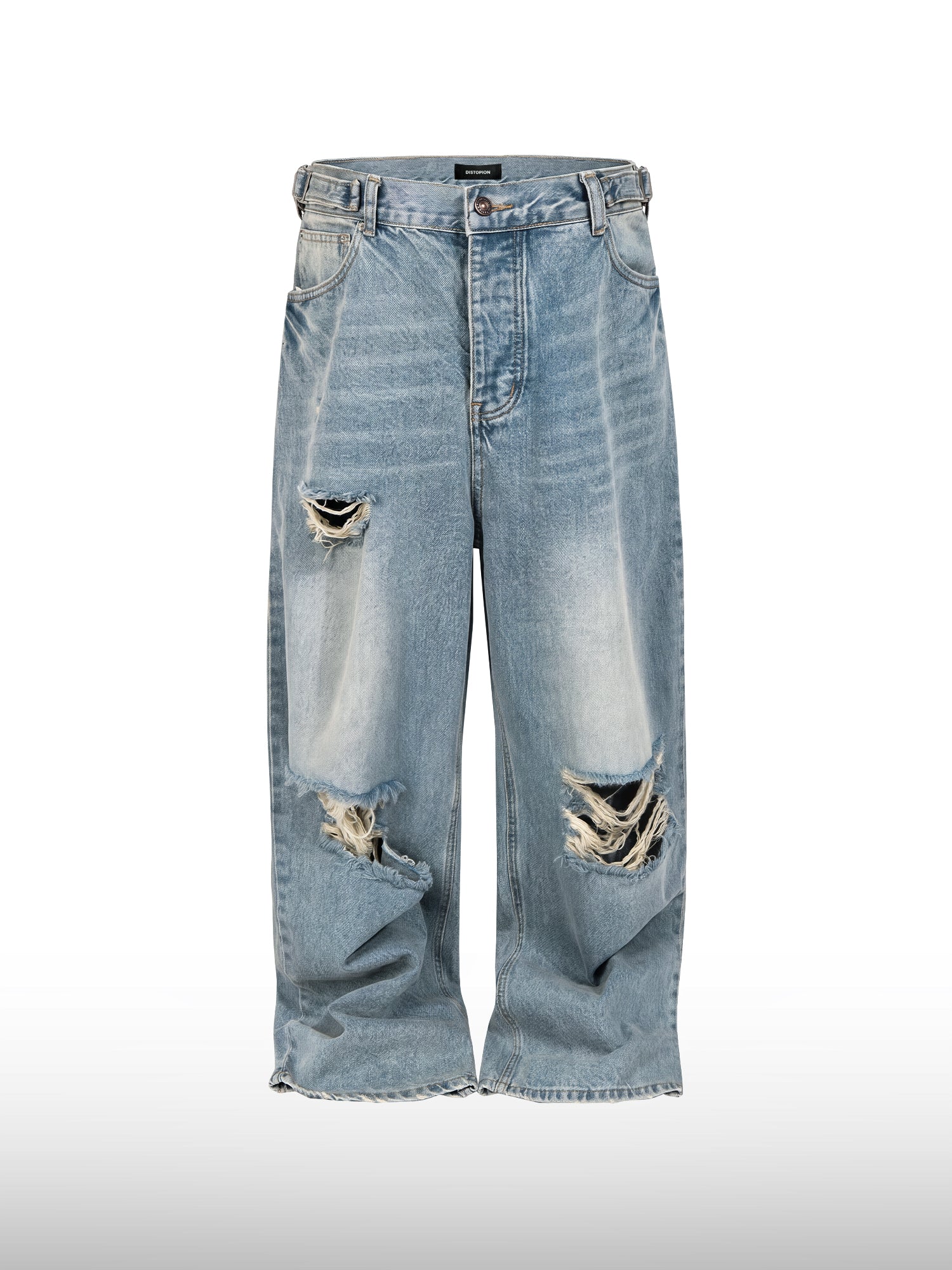 Distressed Straight-Leg Jeans