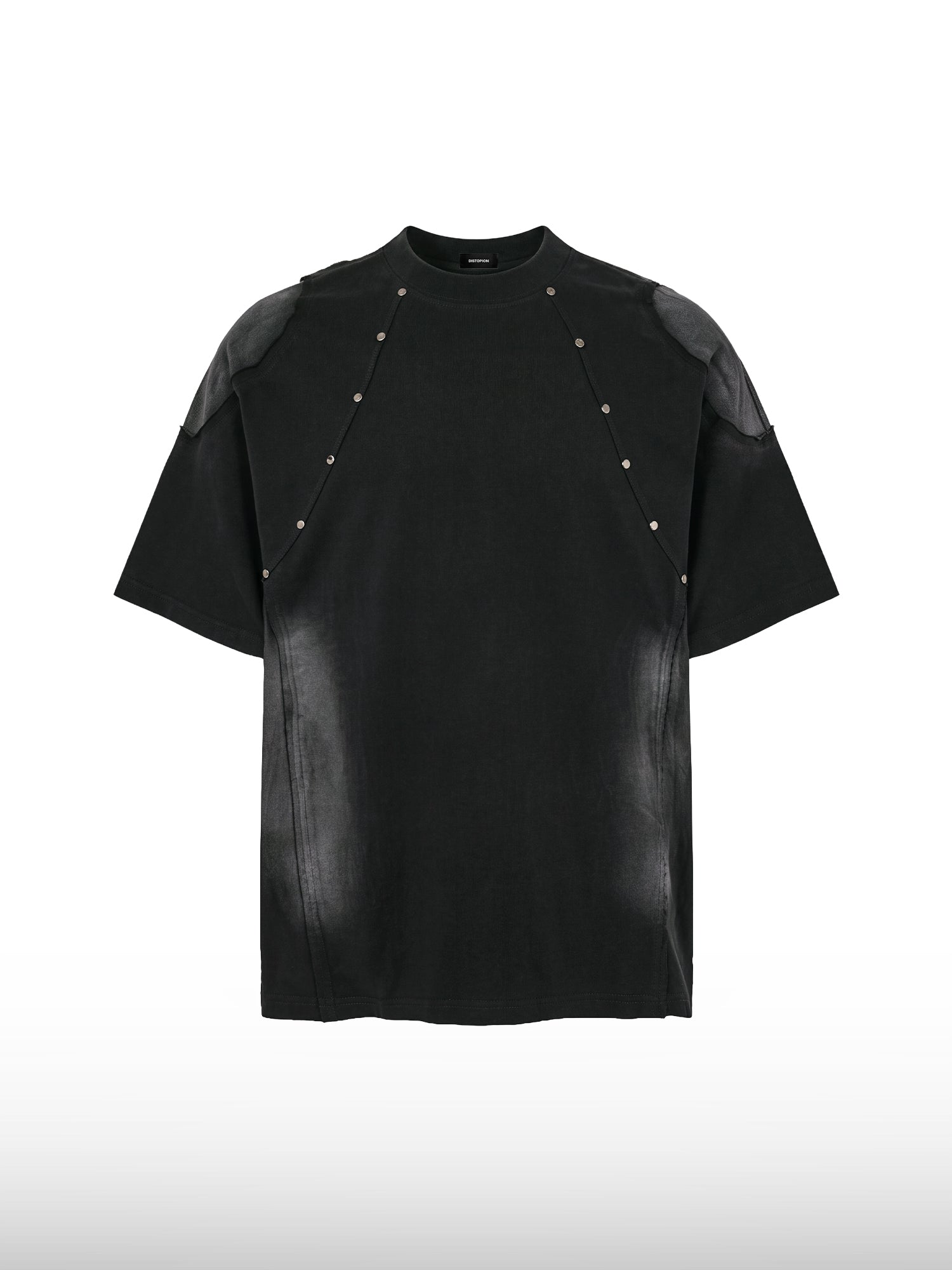 Usedwirkendes kastiges T-Shirt mit Nietenbesatz