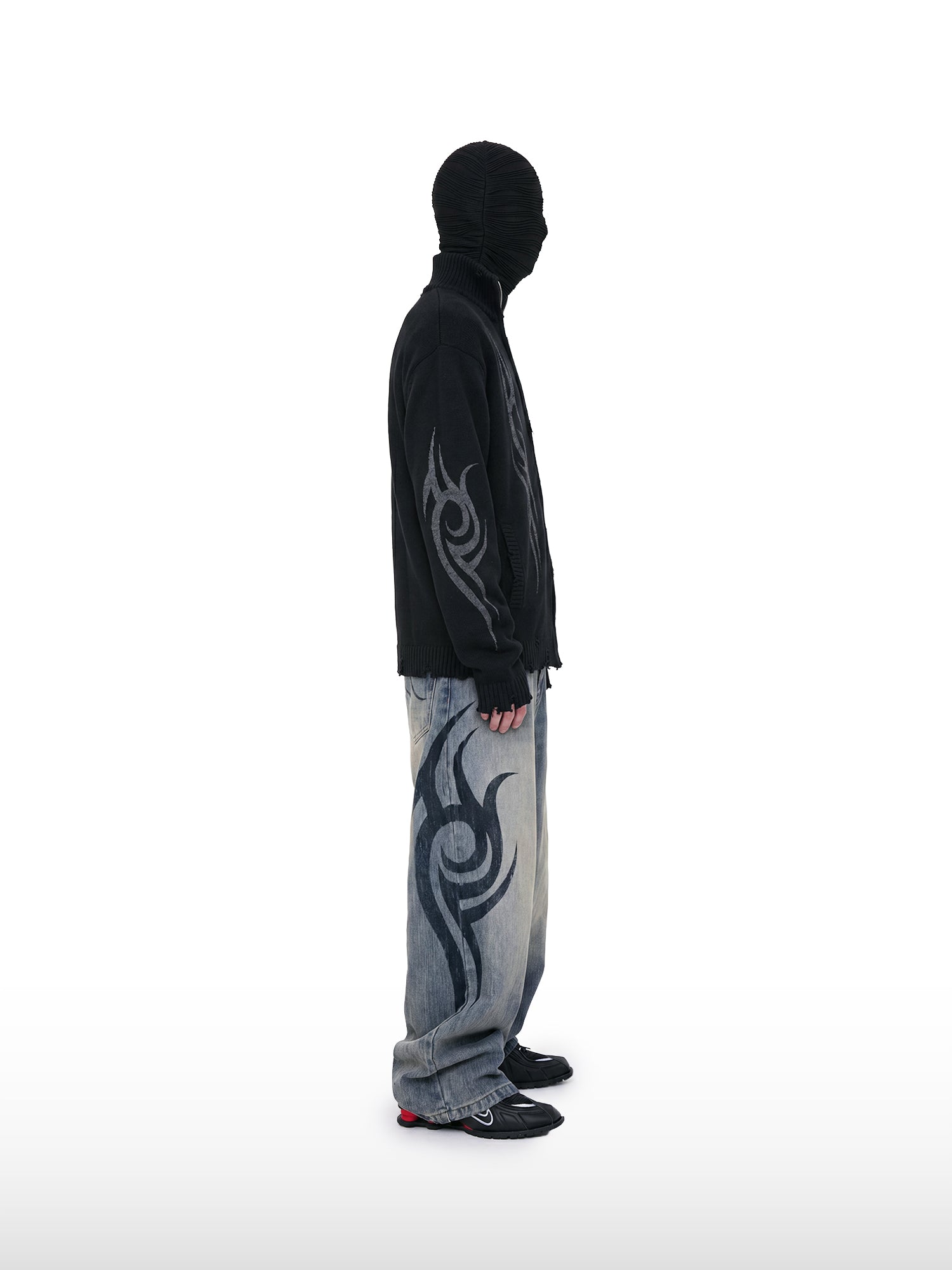 Distressed Tribal Zip-Pullover