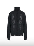 Distressed Tribal Zip Sweater