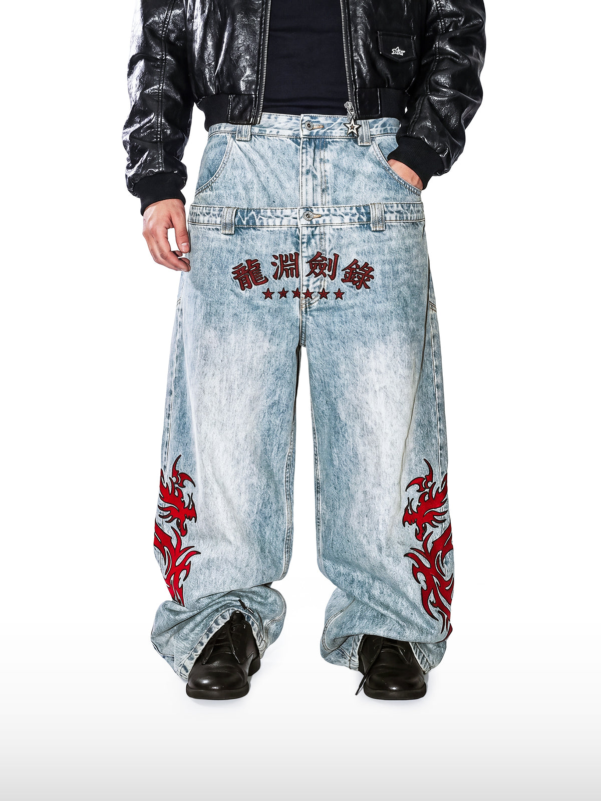 Dragon Shadow-jeans met dubbele taille
